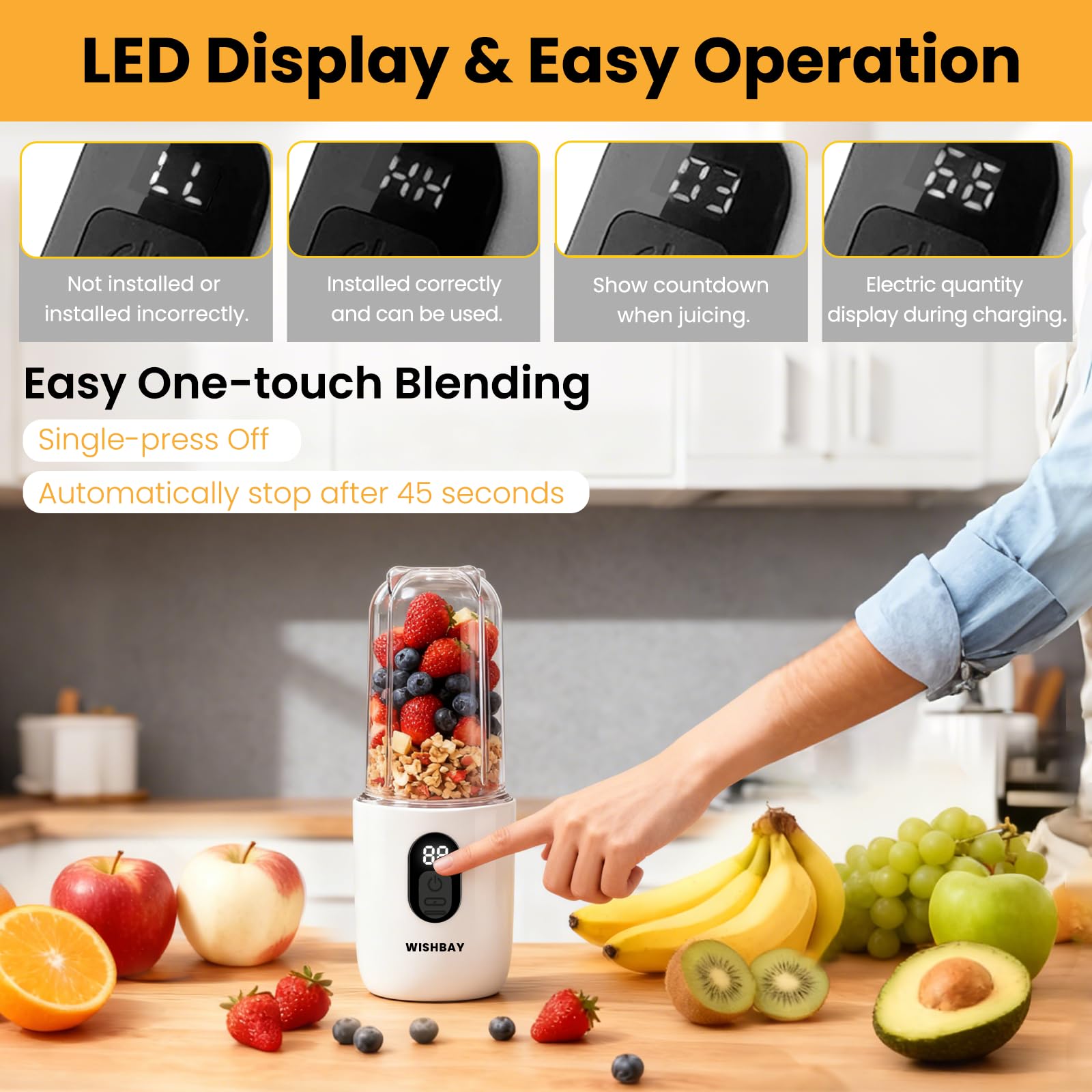 WISHBAY blender USB charging indicator light