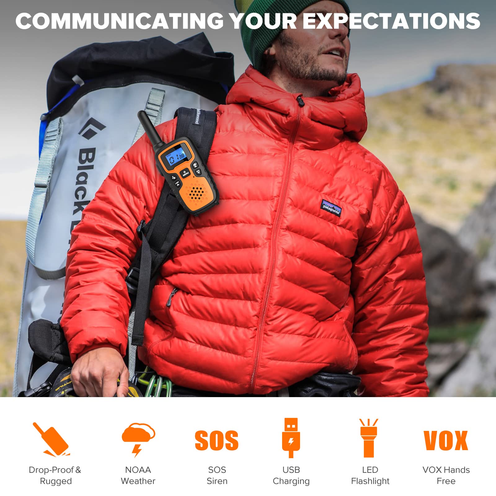 Wishouse four pack walkie talkies with accessories laid out