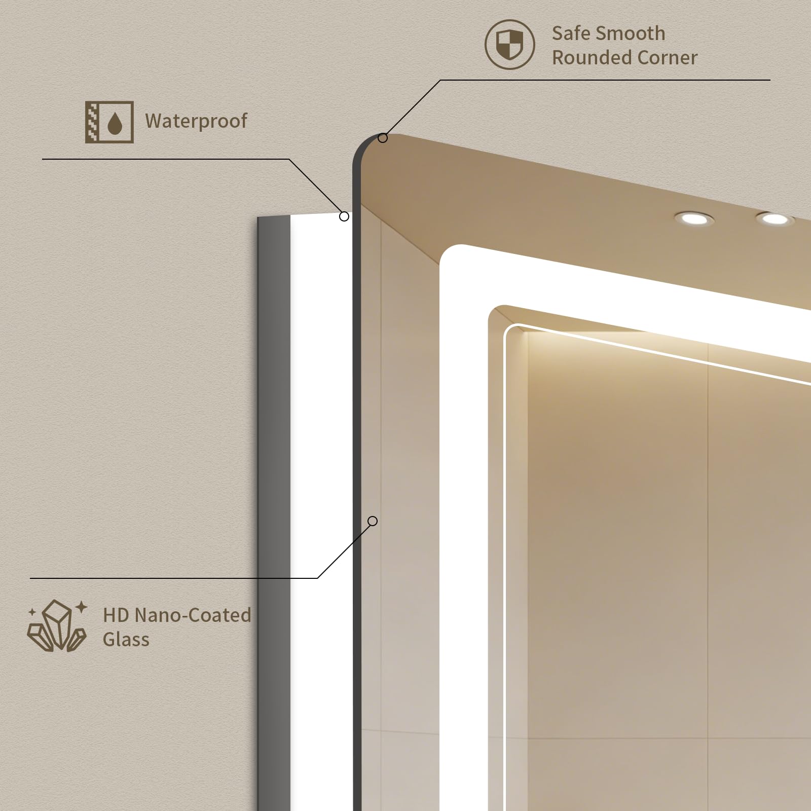 Large 30x36 inch mirror suitable for bathroom and bedroom