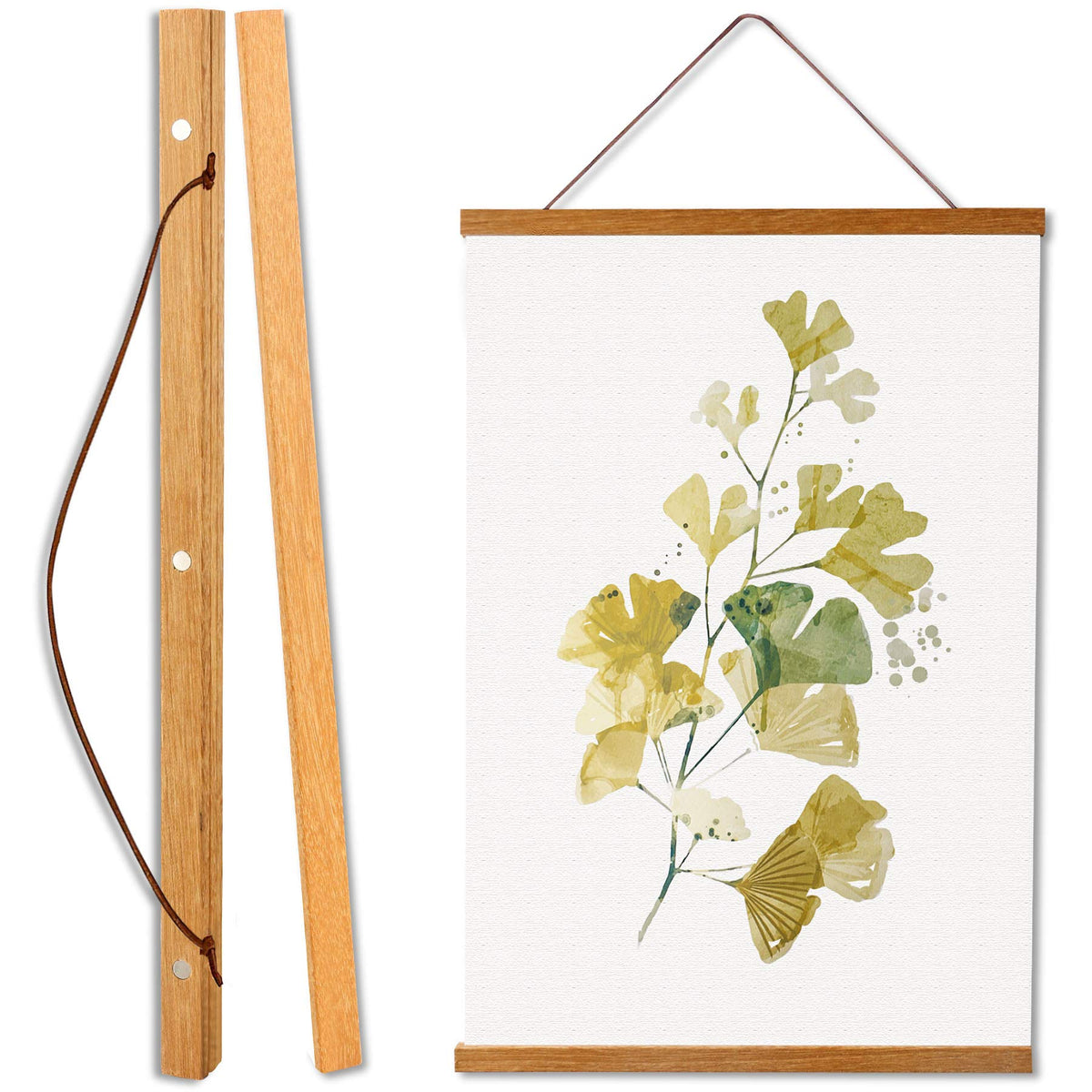 WITCOLOR Magnetic Poster Hanger Frame natural teak finish holds 8x10 posters