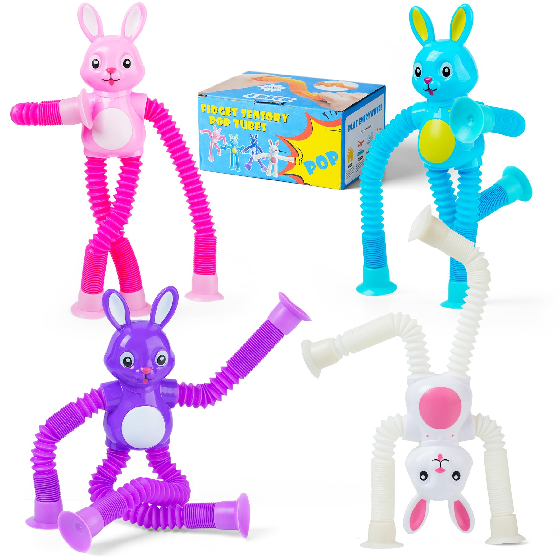 witmelt 4 Pcs Easter Bunny Pop Tube Sensory Toys packaging