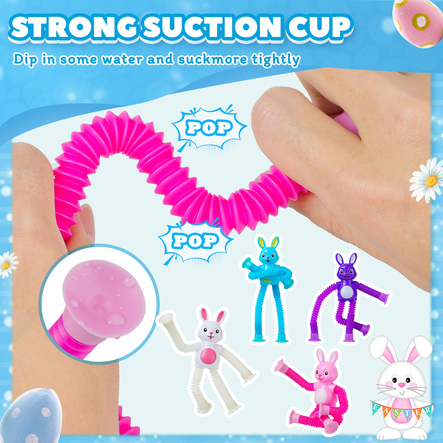 Telescopic suction cup pop tube attached to mirror