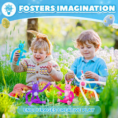 Bright colored pop tubes used for sensory play for children