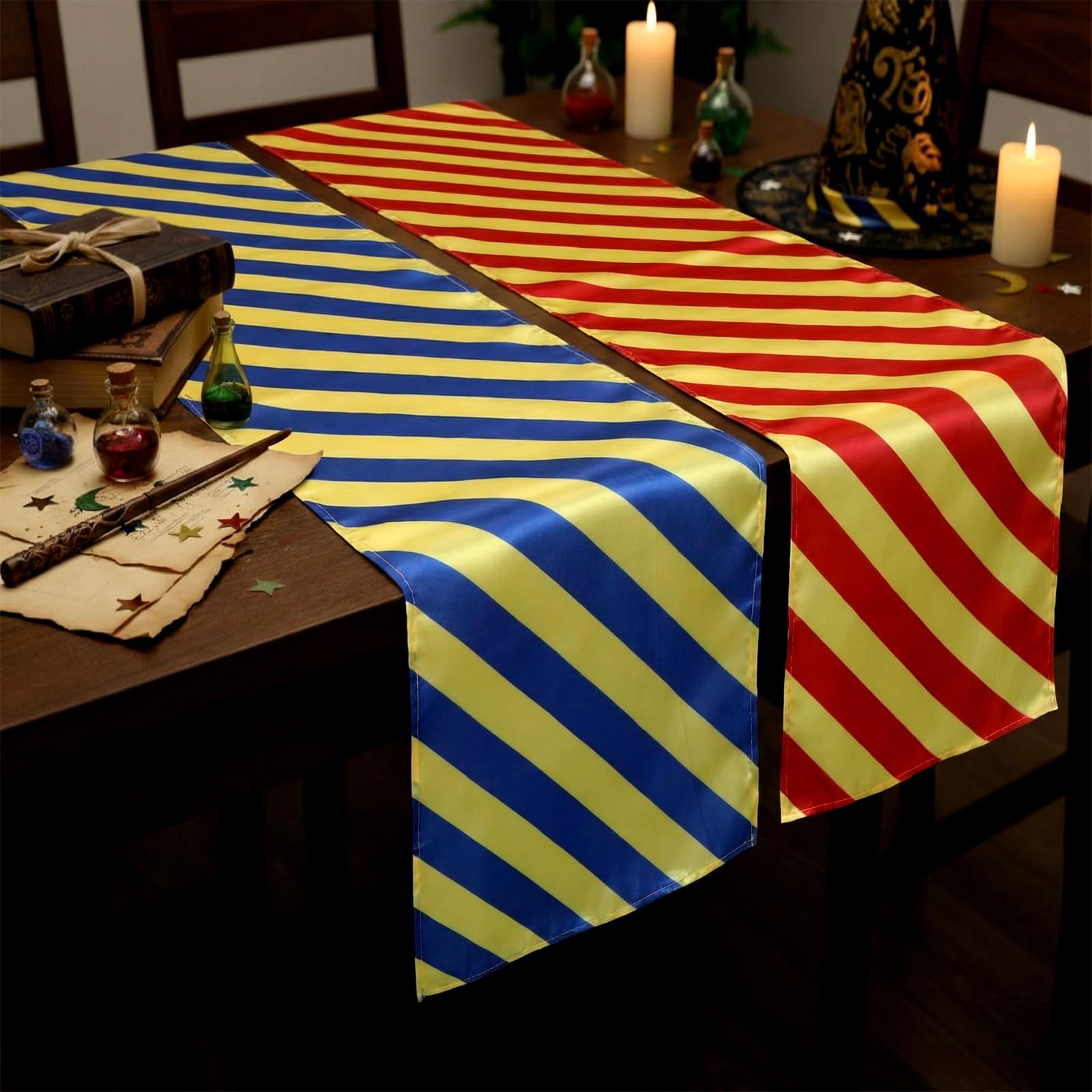 Red striped wizard table runner by Hahafelt 13 x 72 inches