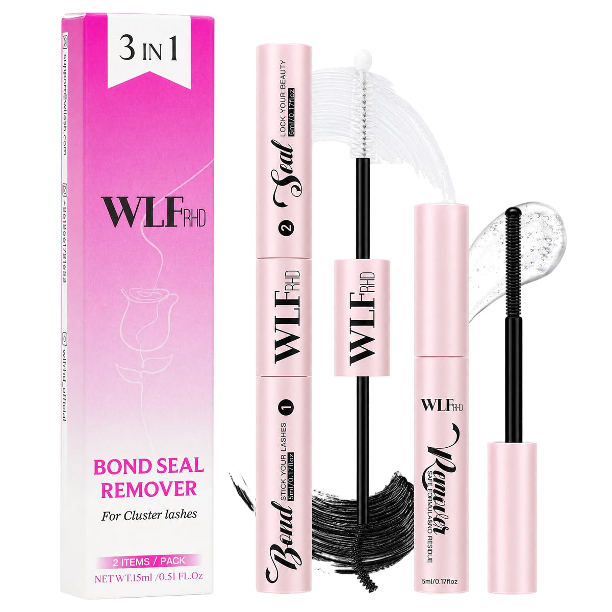 WLFRHD lash cluster glue bottle and seal kit for DIY extensions