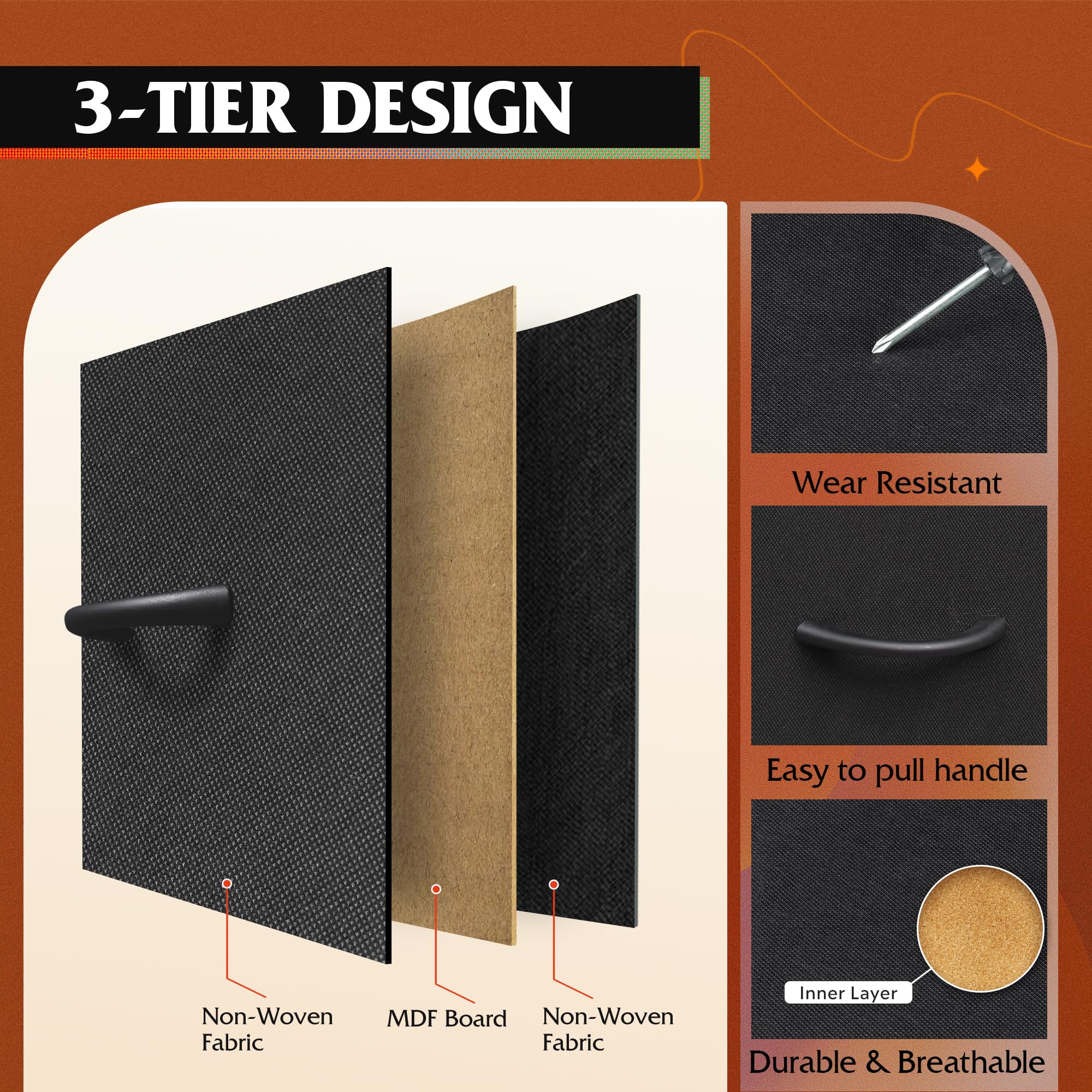 Five adjustable feet protect floors on WLIVE TV stand