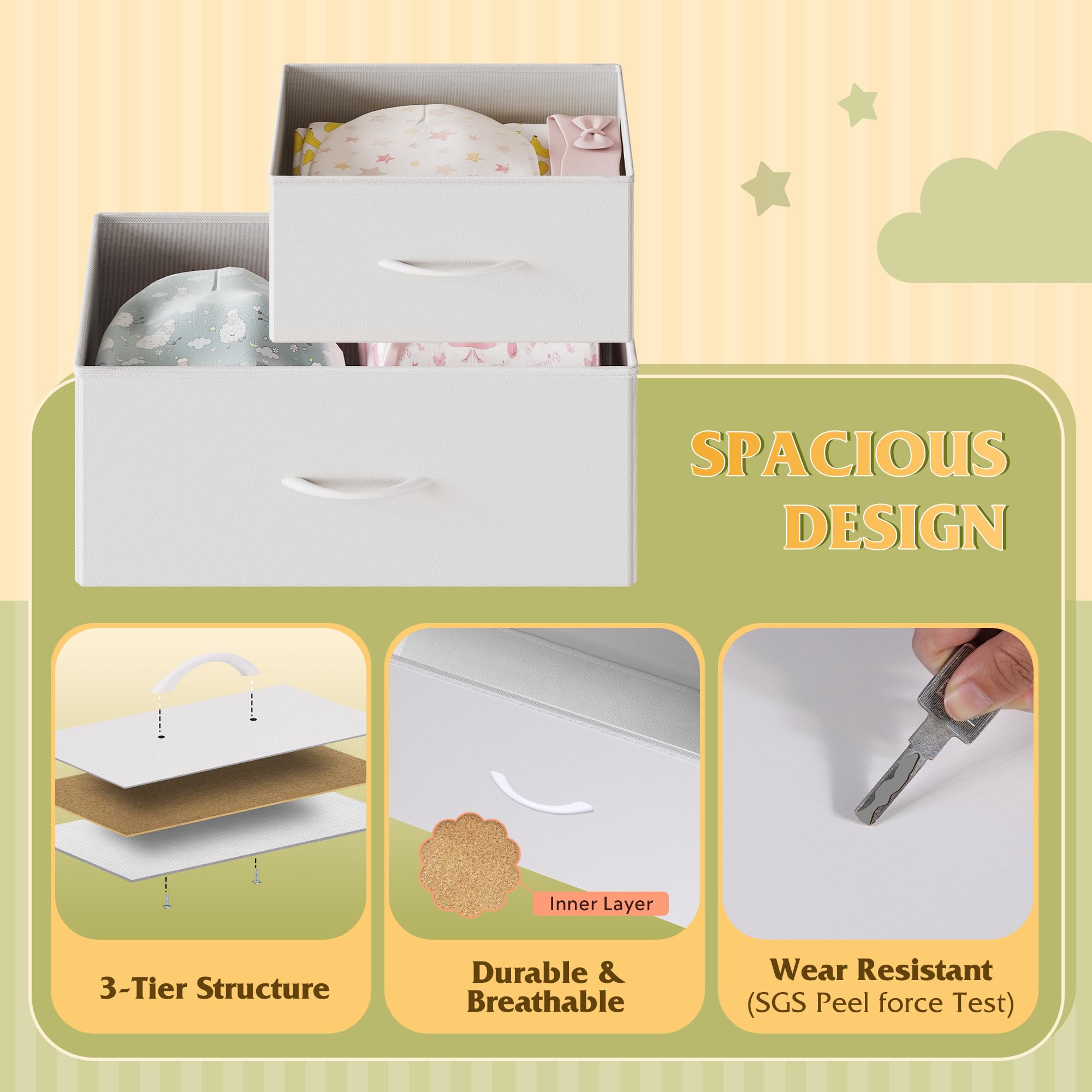 Breathable non-woven fabric drawers on WLIVE dresser