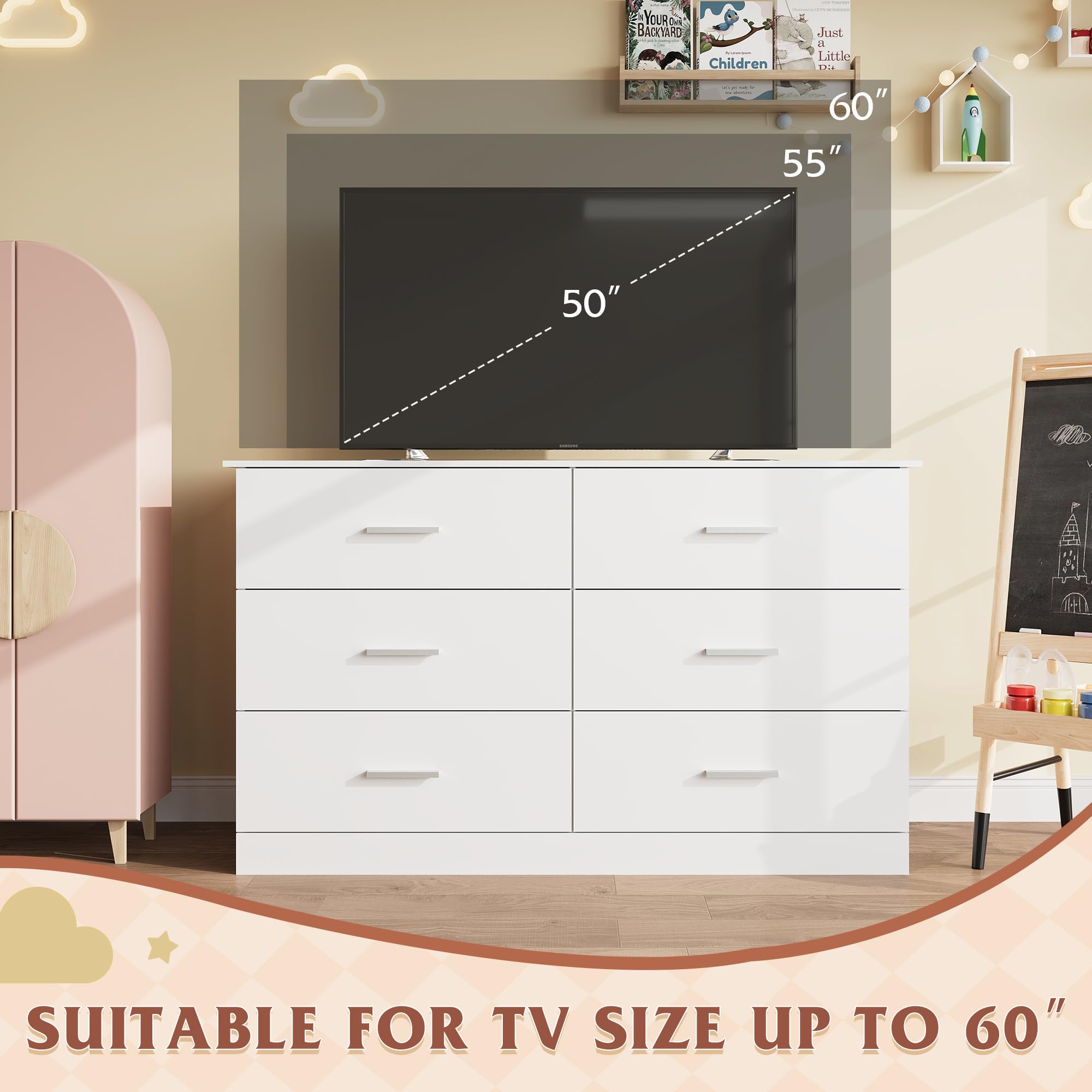 Six-drawer storage unit with labeled assembly WLIVE