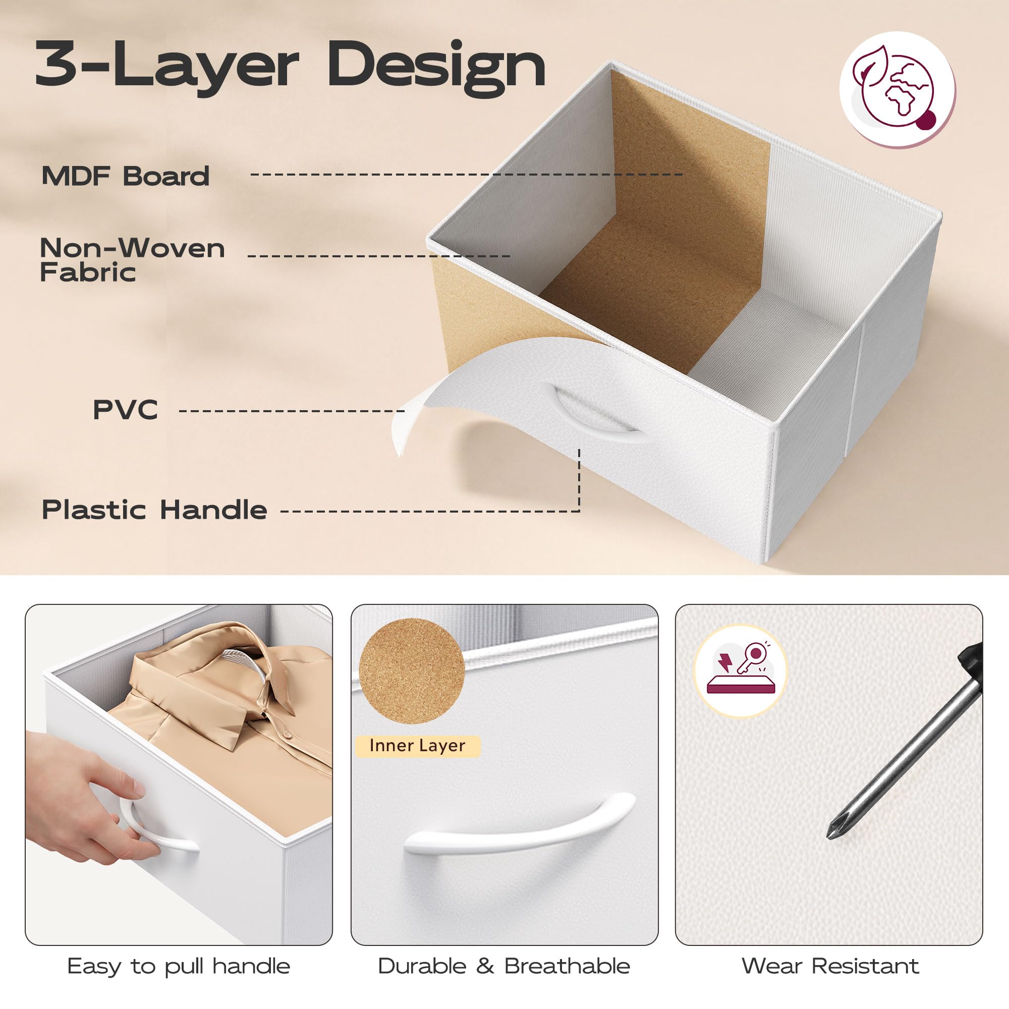 Four adjustable feet protect floors on WLIVE nightstand