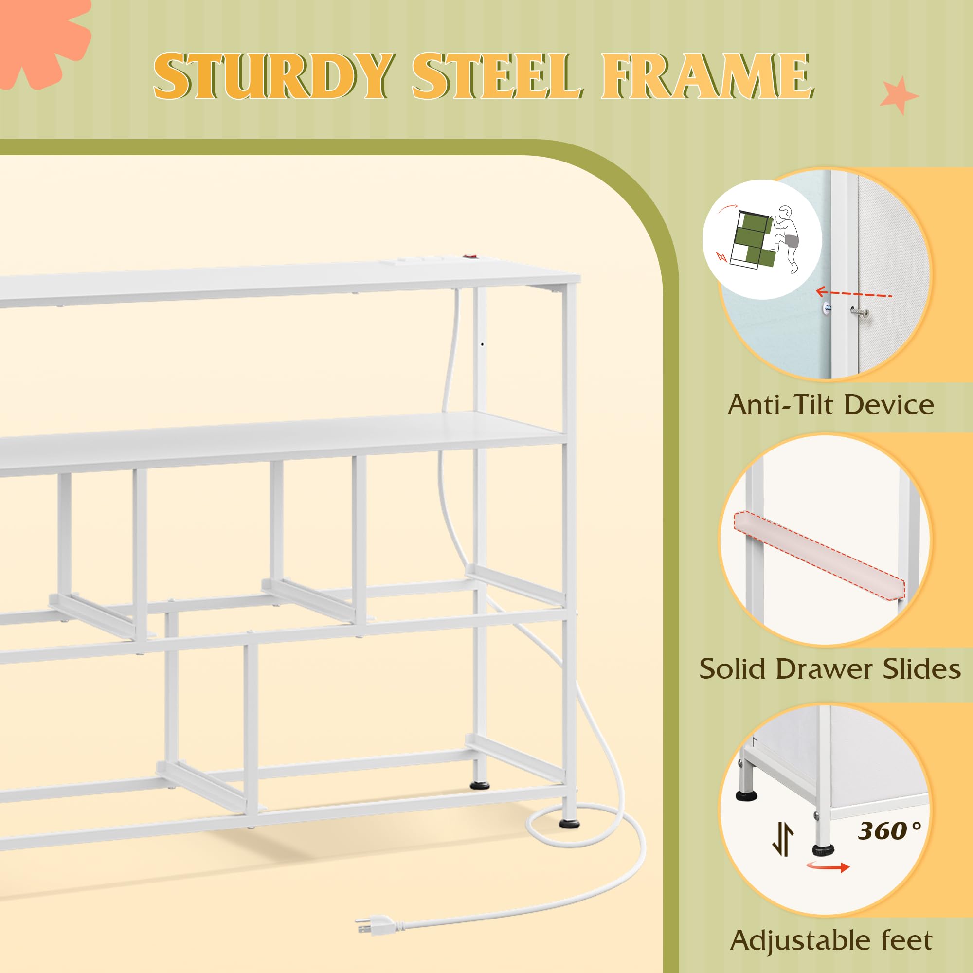 Assembly guide and hardware for WLIVE dresser
