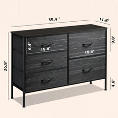 Three wide drawers and two deep drawers for organized storage