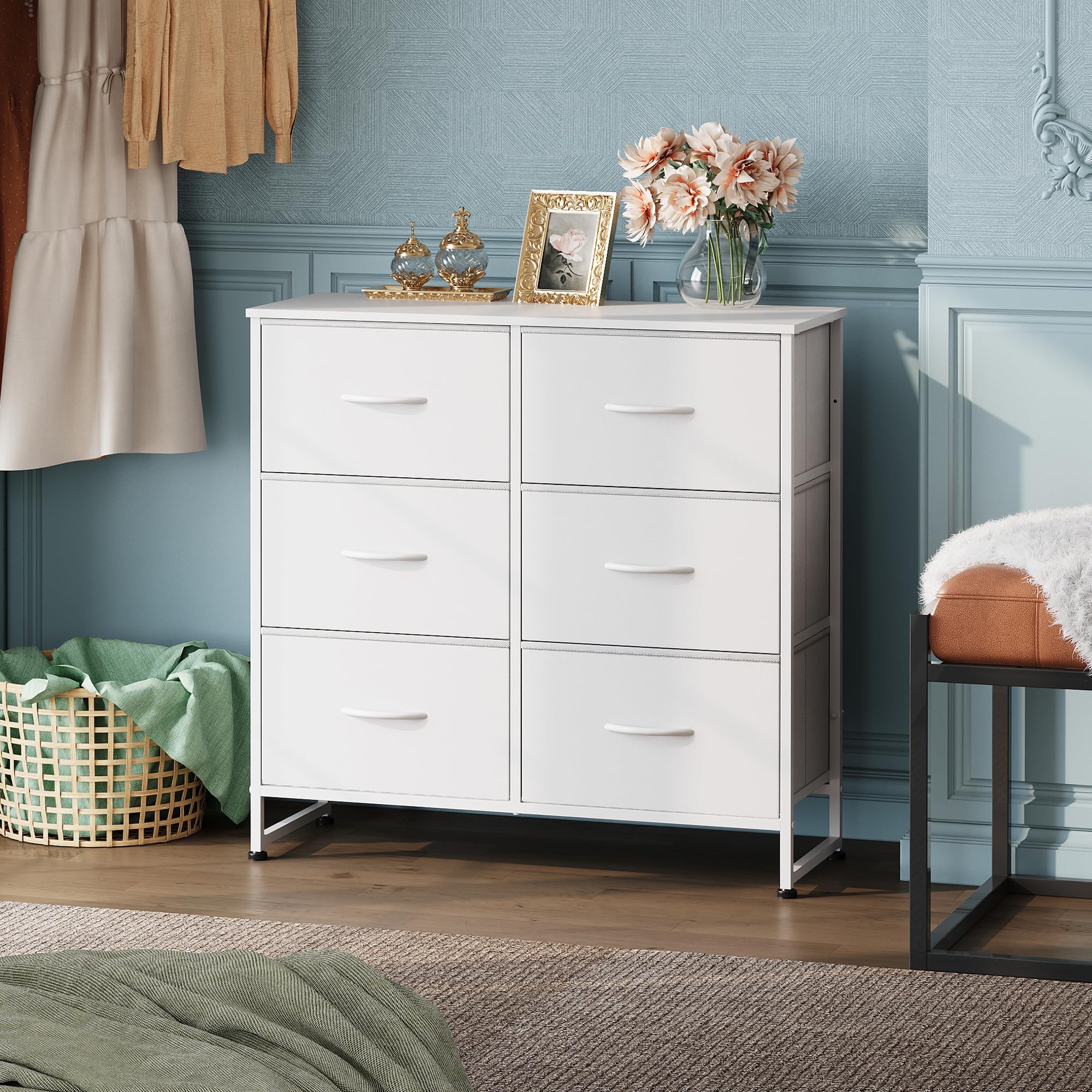 Fabric dresser WLIVE 6 drawers close up
