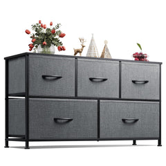WLIVE dresser for bedroom with 5 drawers in dark grey