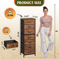 WLIVE fabric dresser closet with wood top and fabric bins