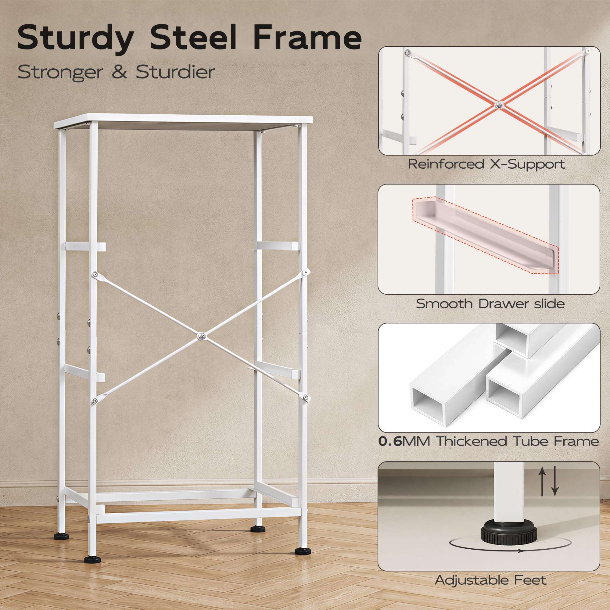 White WLIVE nightstand for bedroom storage and organization