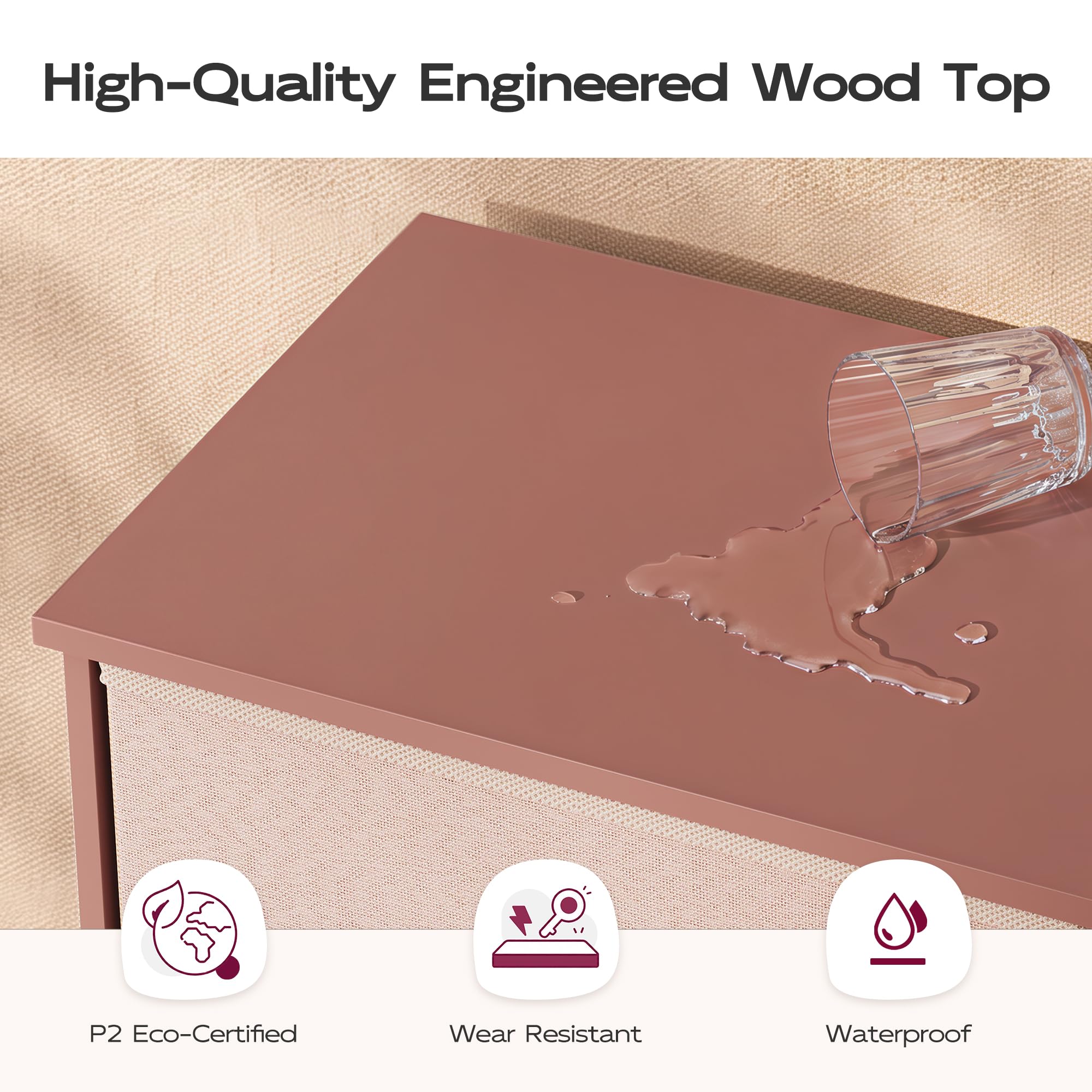 Dresser with easy pull handles and floor protection feet