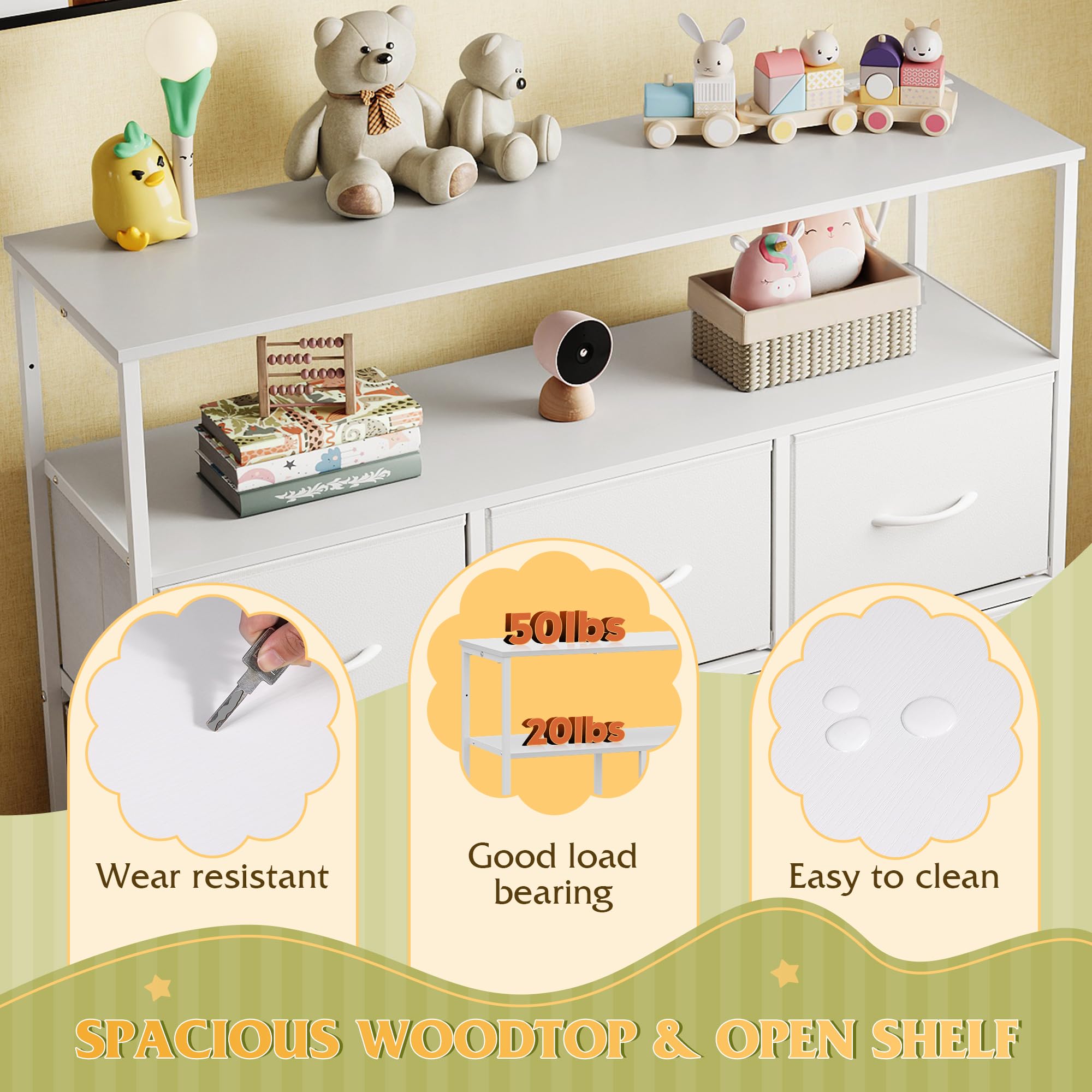 Scratch resistant desktop on WLIVE 5 Drawer Dresser