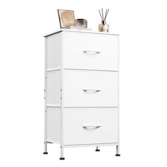 WLIVE small dresser nightstand white with wood top for Bedroom