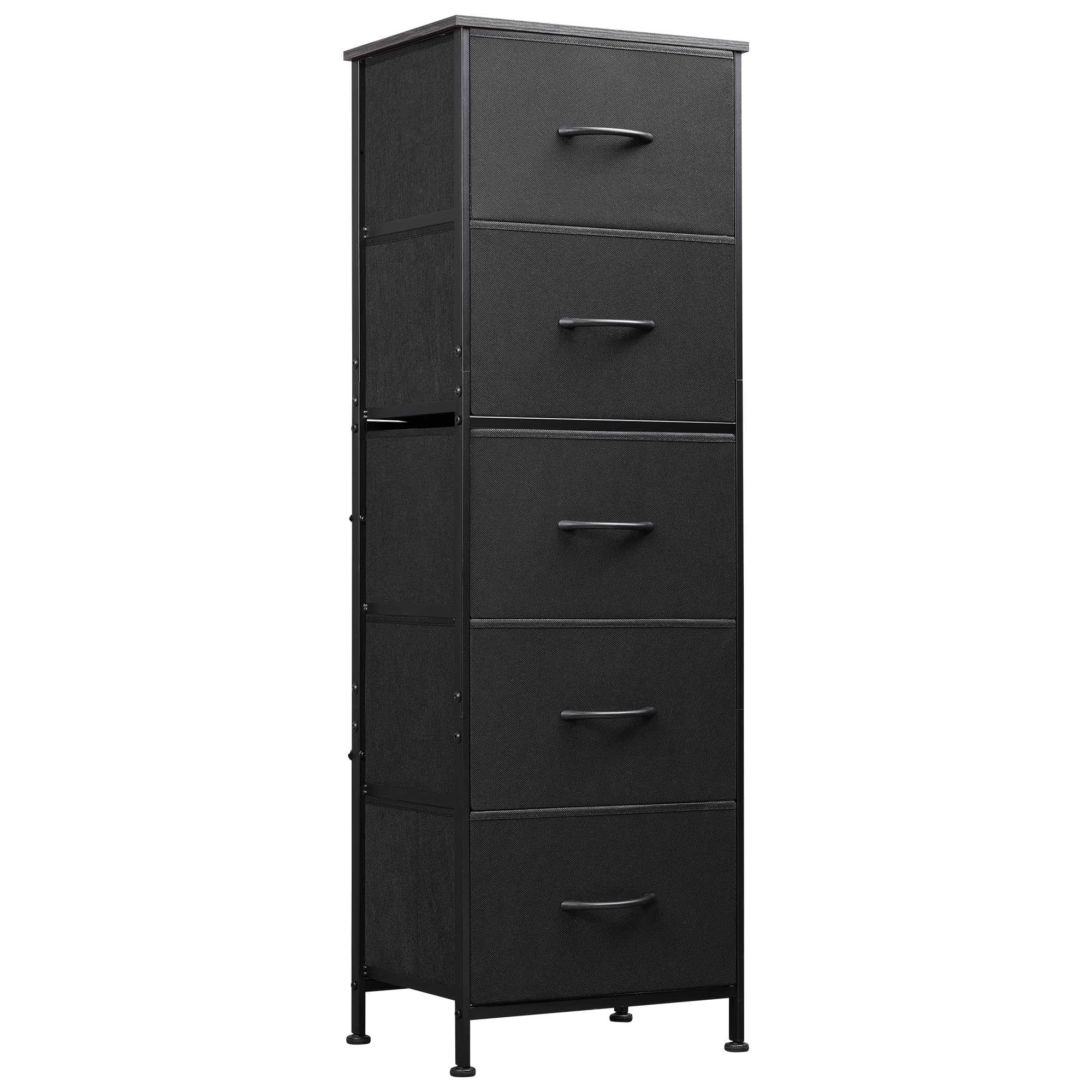 WLIVE tall dresser with 5 drawers in charcoal black