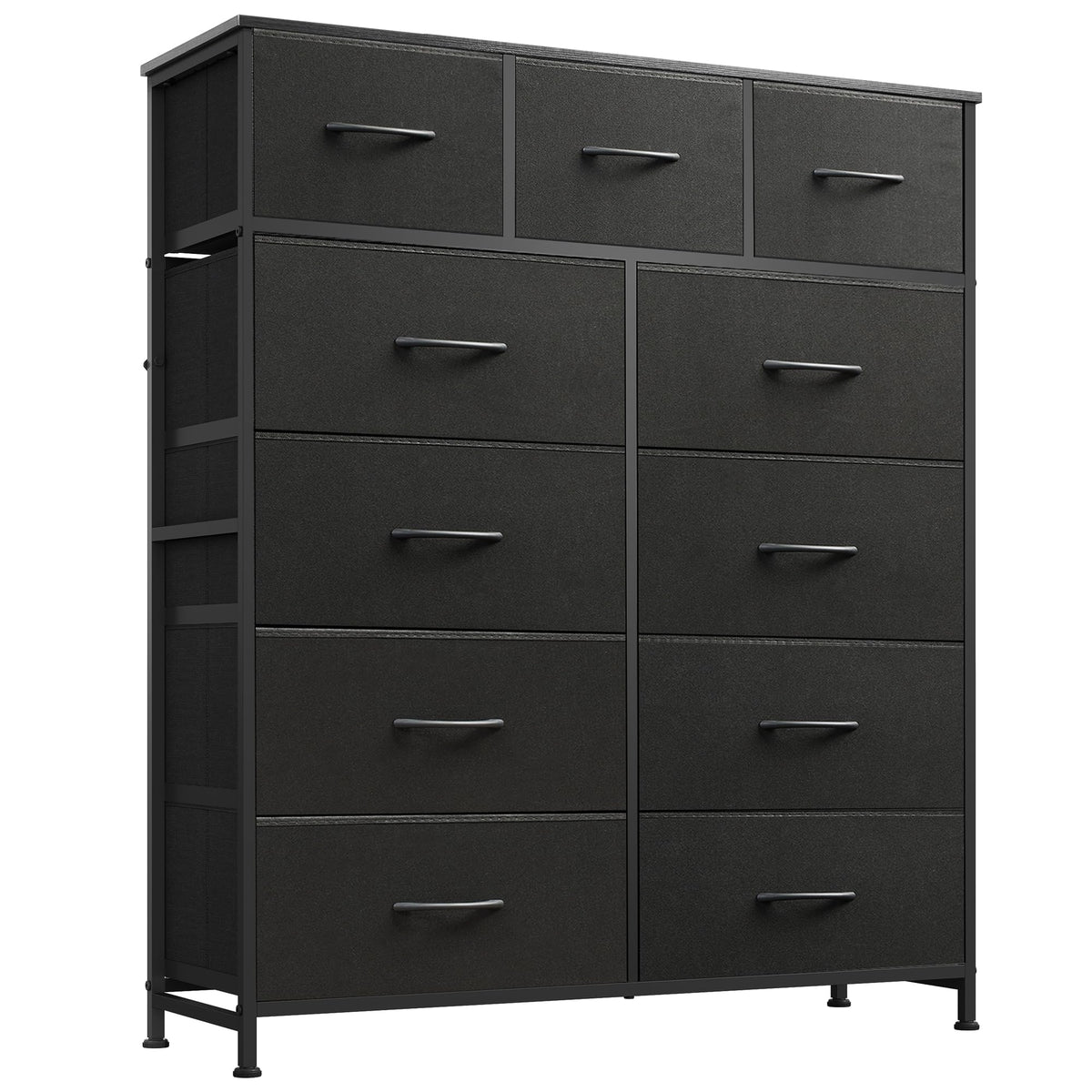 Front view of WLIVE tall dresser in charcoal black for bedroom