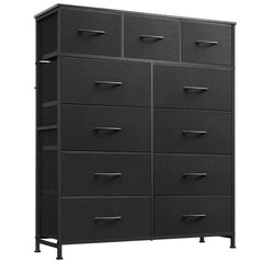 Front view of WLIVE tall dresser in charcoal black for bedroom