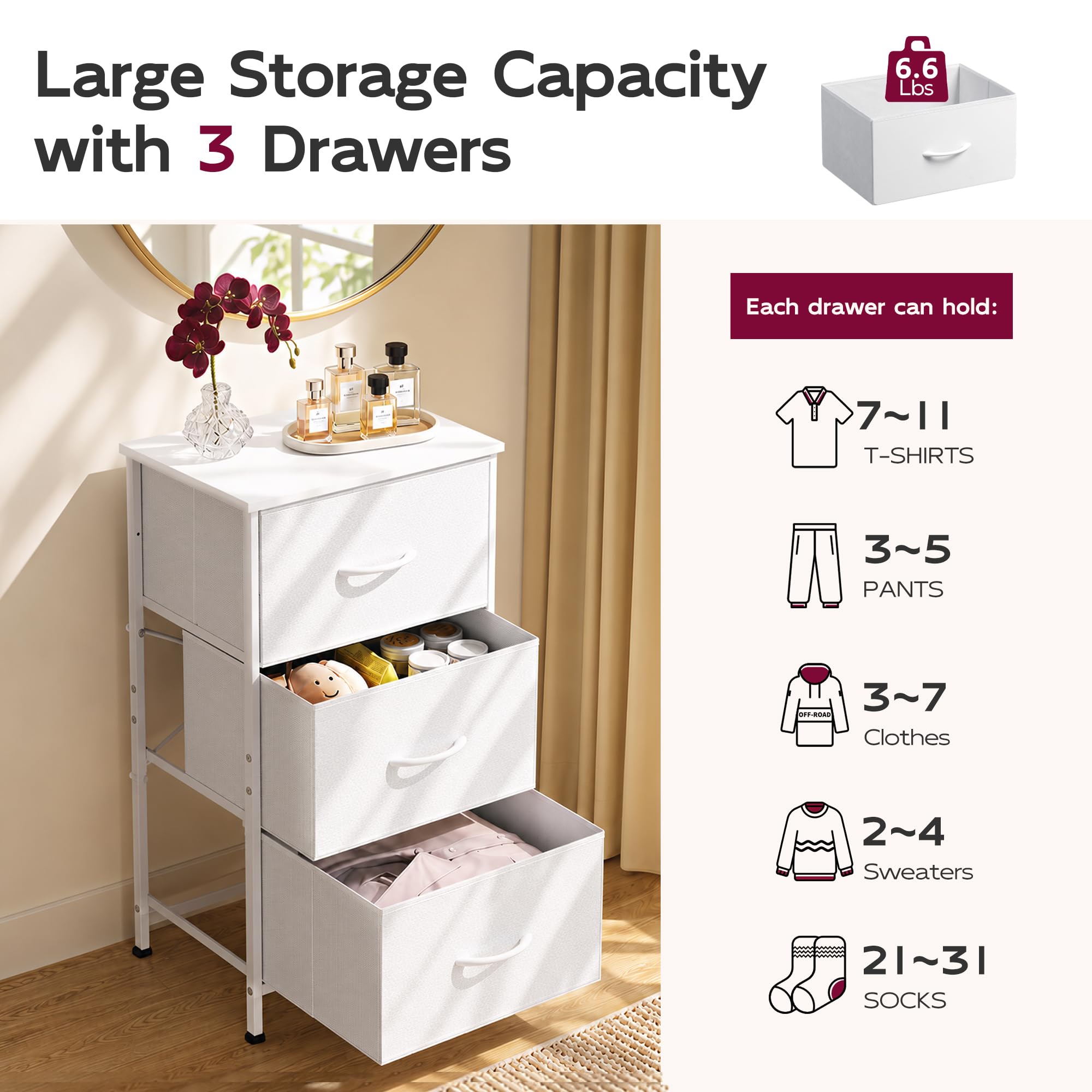 Nightstand measures 15.7 in L x 11.8 in W x 29.5 in H