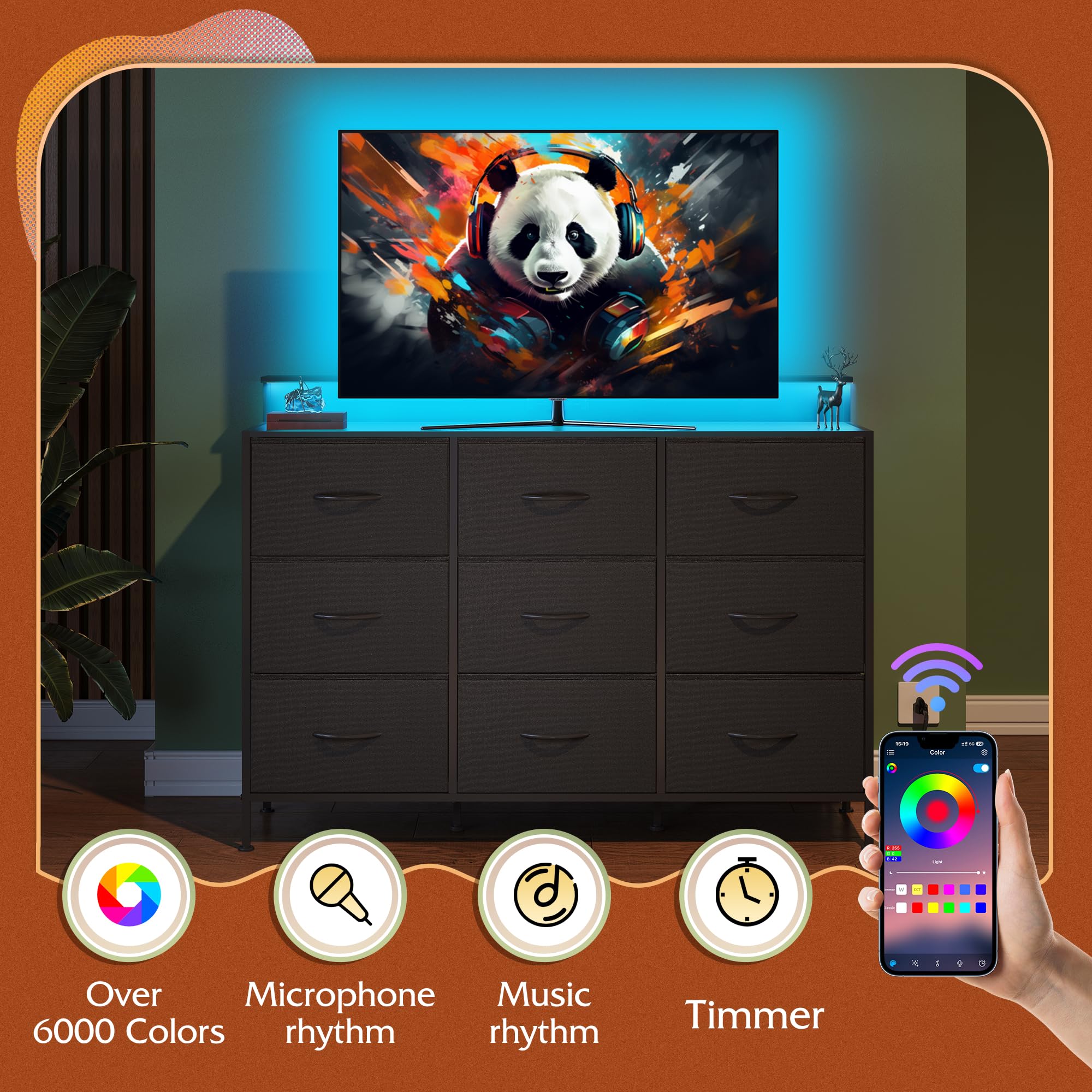 Anti-tilt device securing WLIVE TV stand to wall