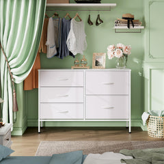 Fabric drawers organized with 3 wide and 2 deep sections