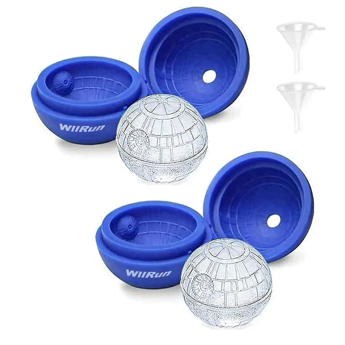 WllRun blue silicone ice cube mold tray two-pack closeup
