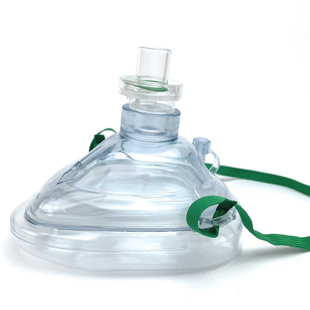 CPR mask with elastic head strap for secure fit