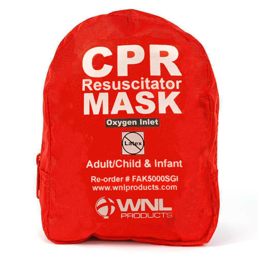 WNL CPR Rescue Mask in soft red carrying case