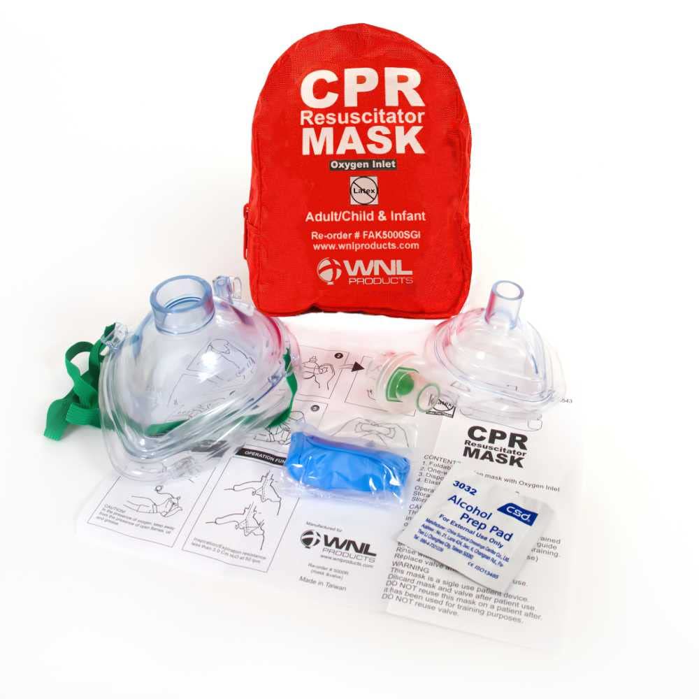 Elastic latex-free head strap on CPR mask