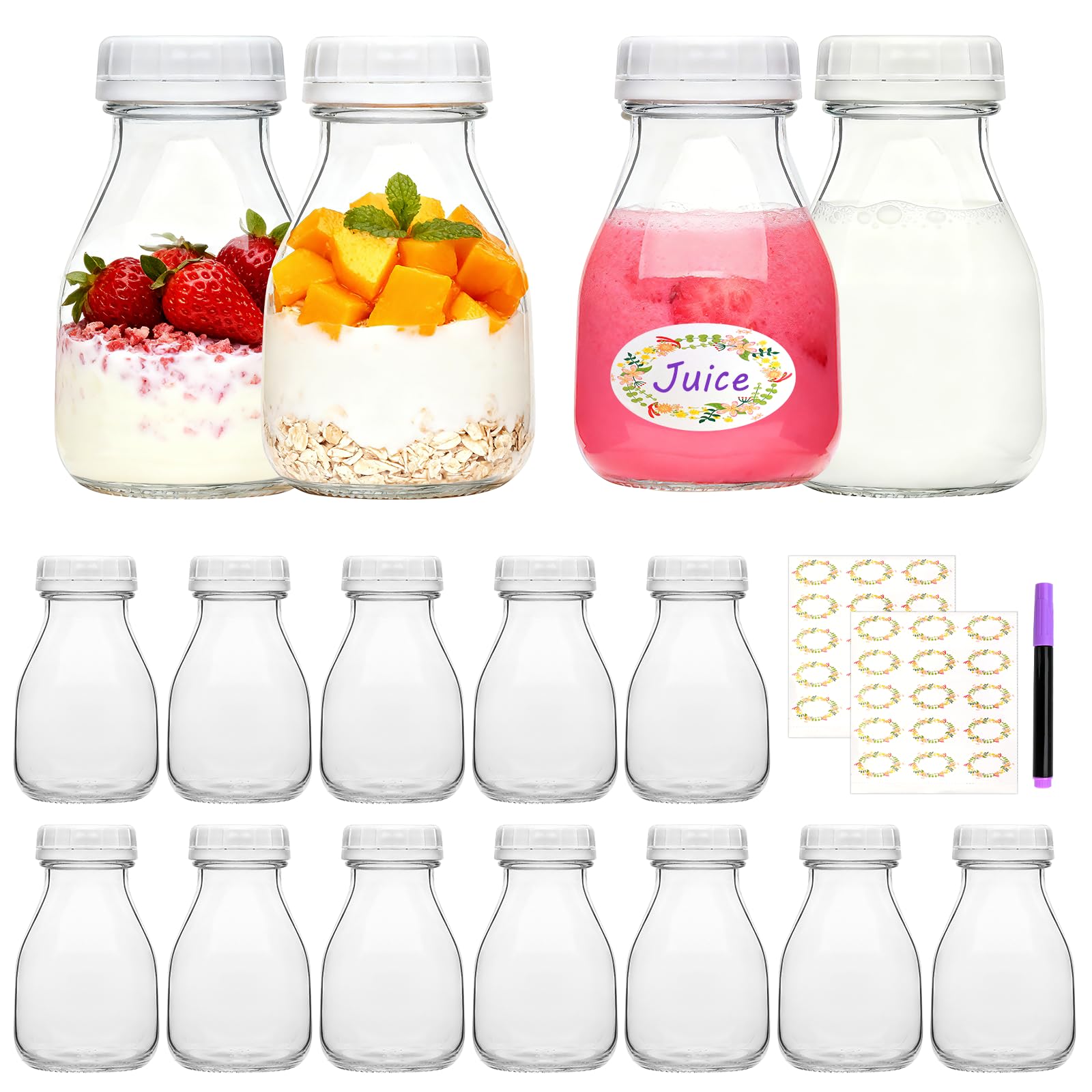 Woaiwo-q 11oz glass milk bottles with lids