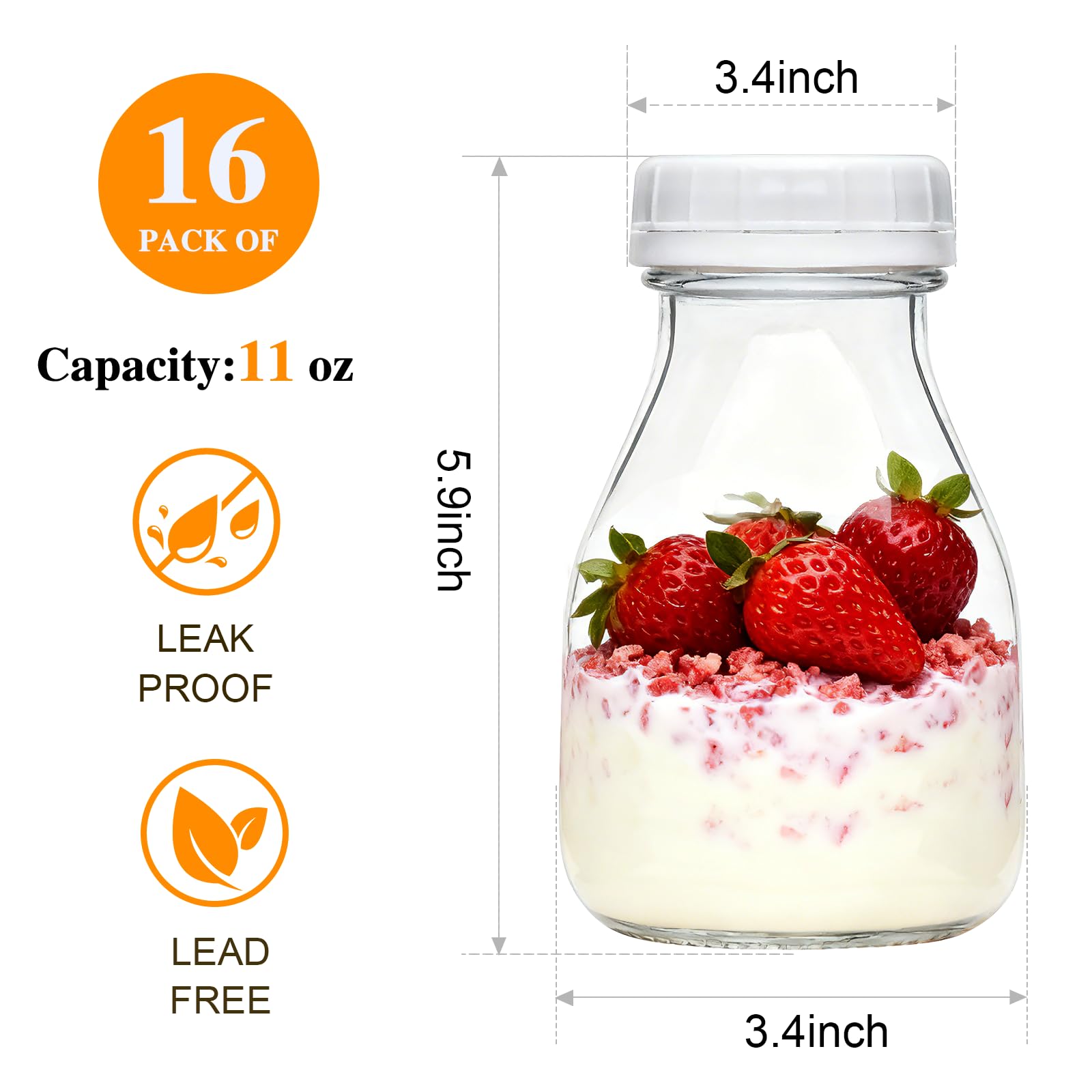 16-pack Woaiwo-q glass bottles for drinks