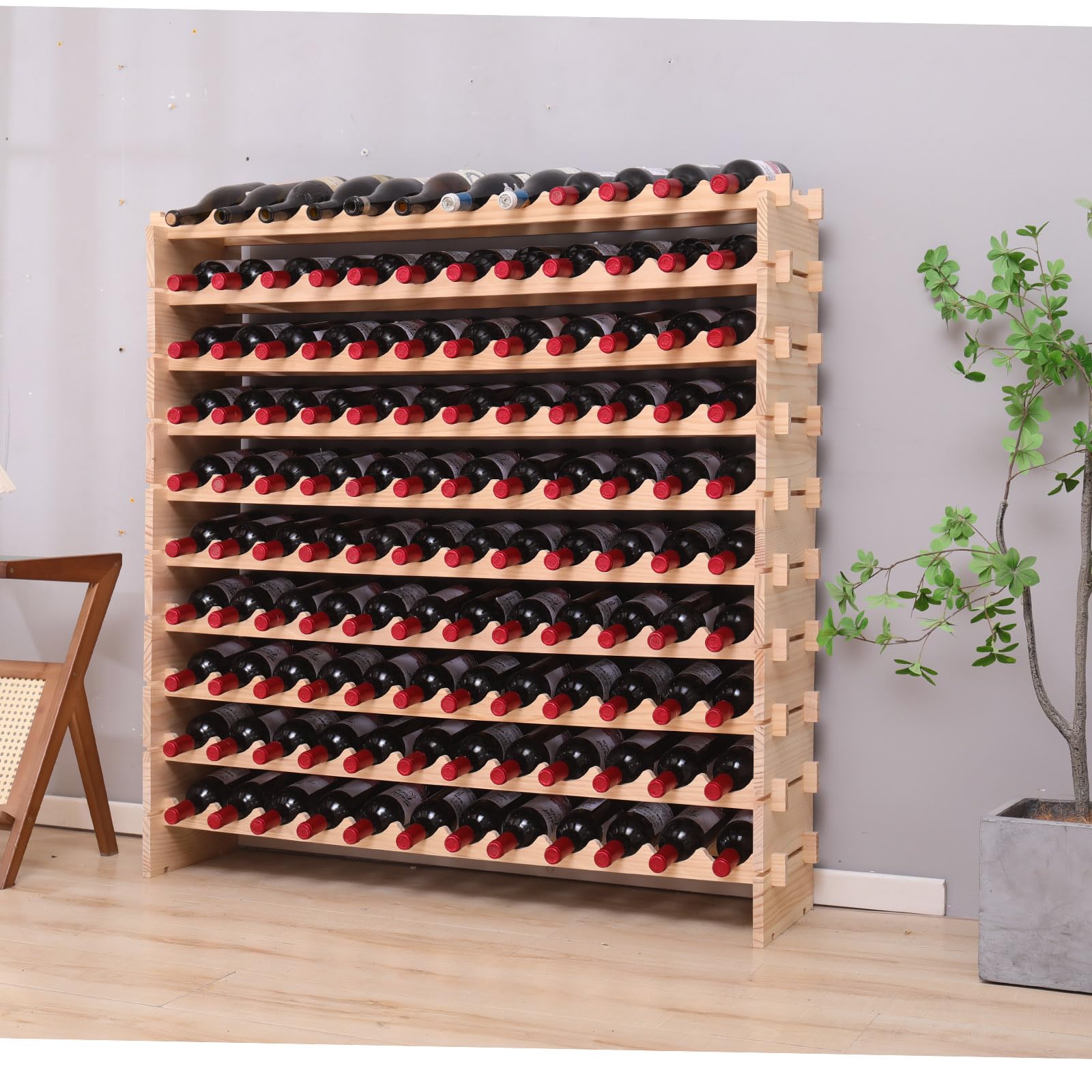 120 bottle capacity wine storage display unit in pine
