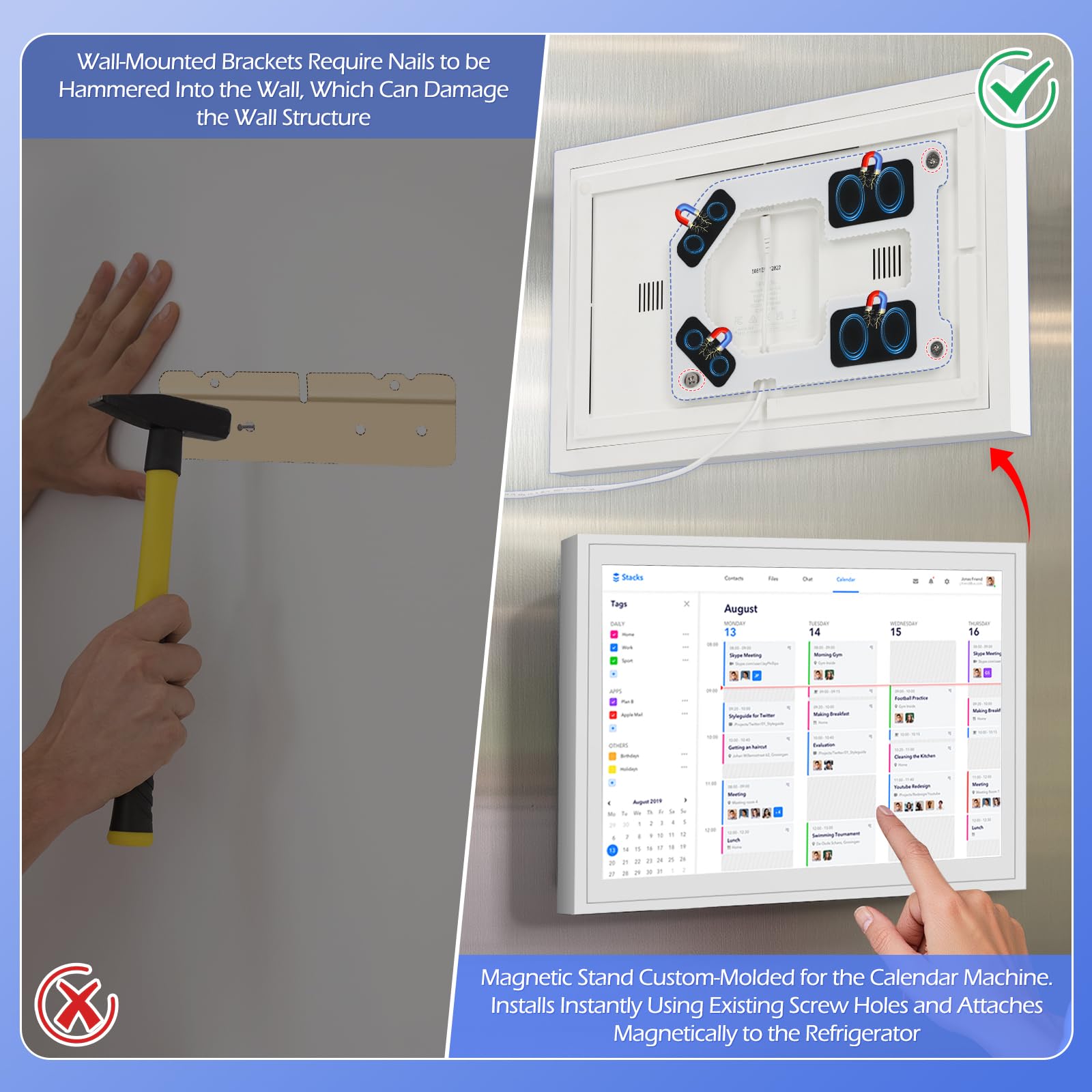 Wobble and tilt resistant stability on refrigerator