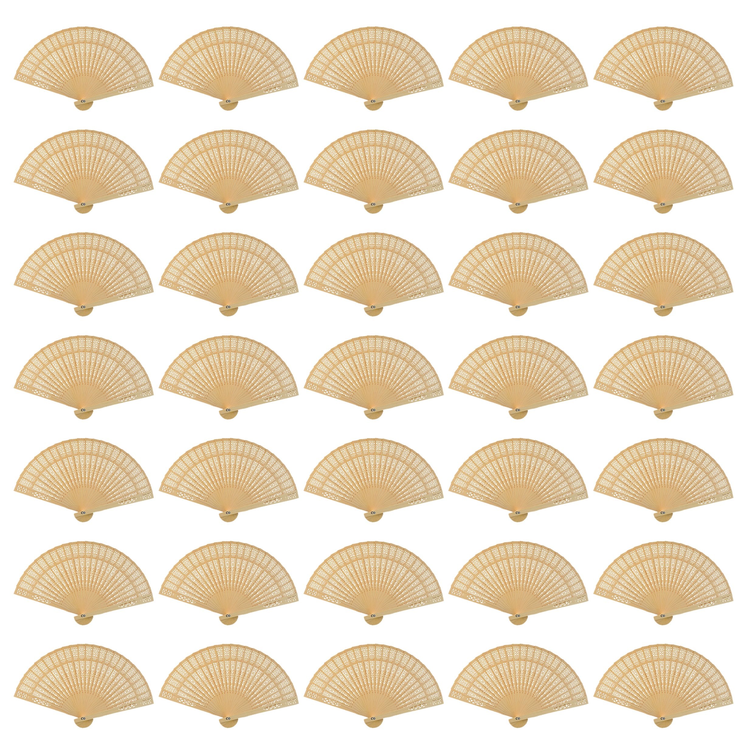 Wobe sandalwood fans 20 cm hand held folding in natural wood color