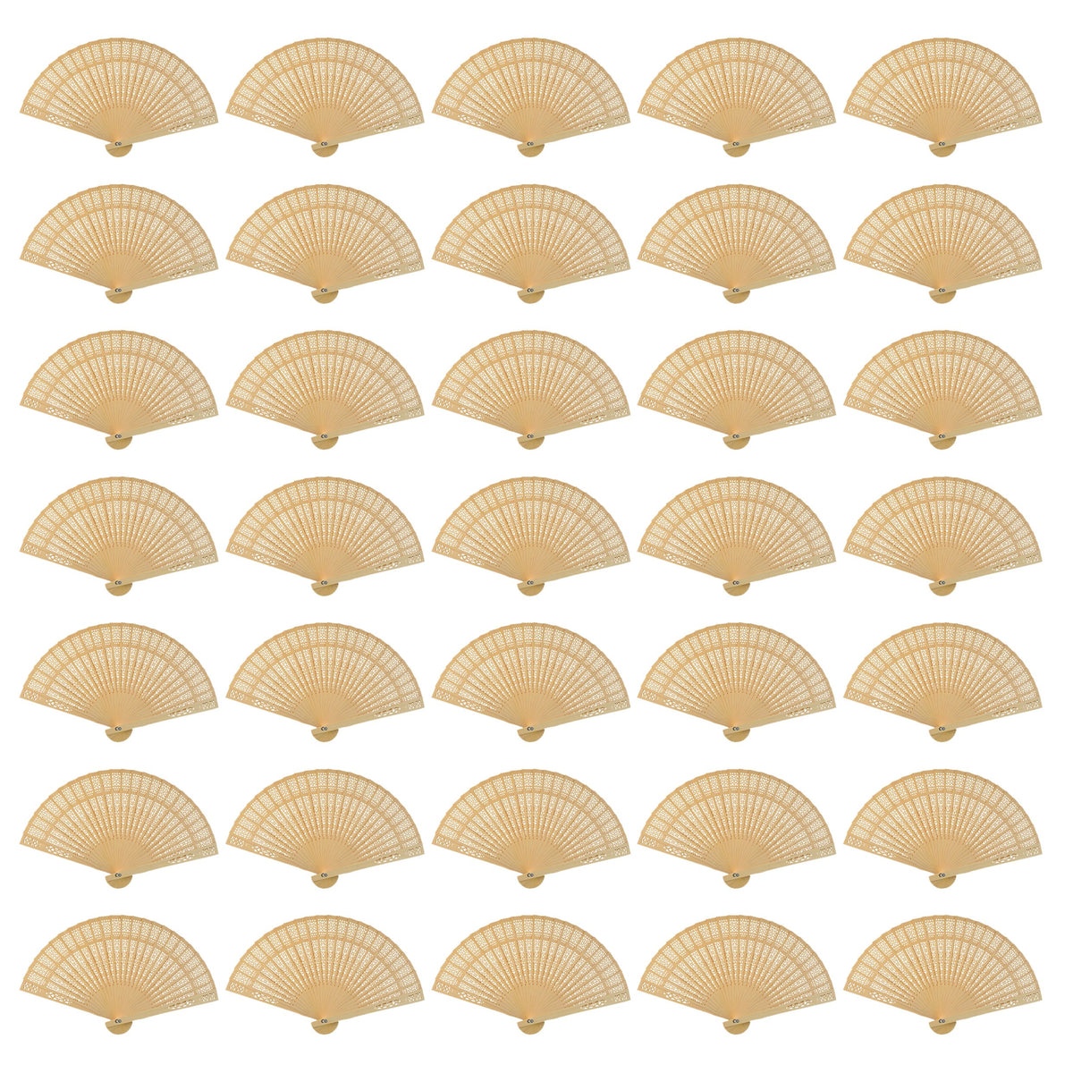 Wobe sandalwood fans 20 cm hand held folding in natural wood color