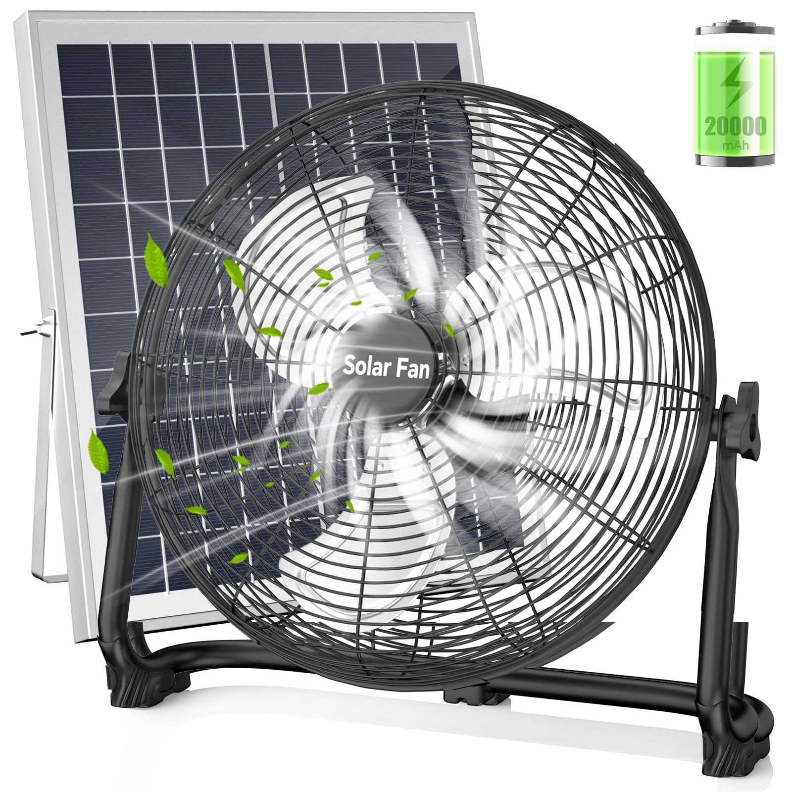 Wofypetny 18 inch solar floor fan outdoor use 20000mAh battery