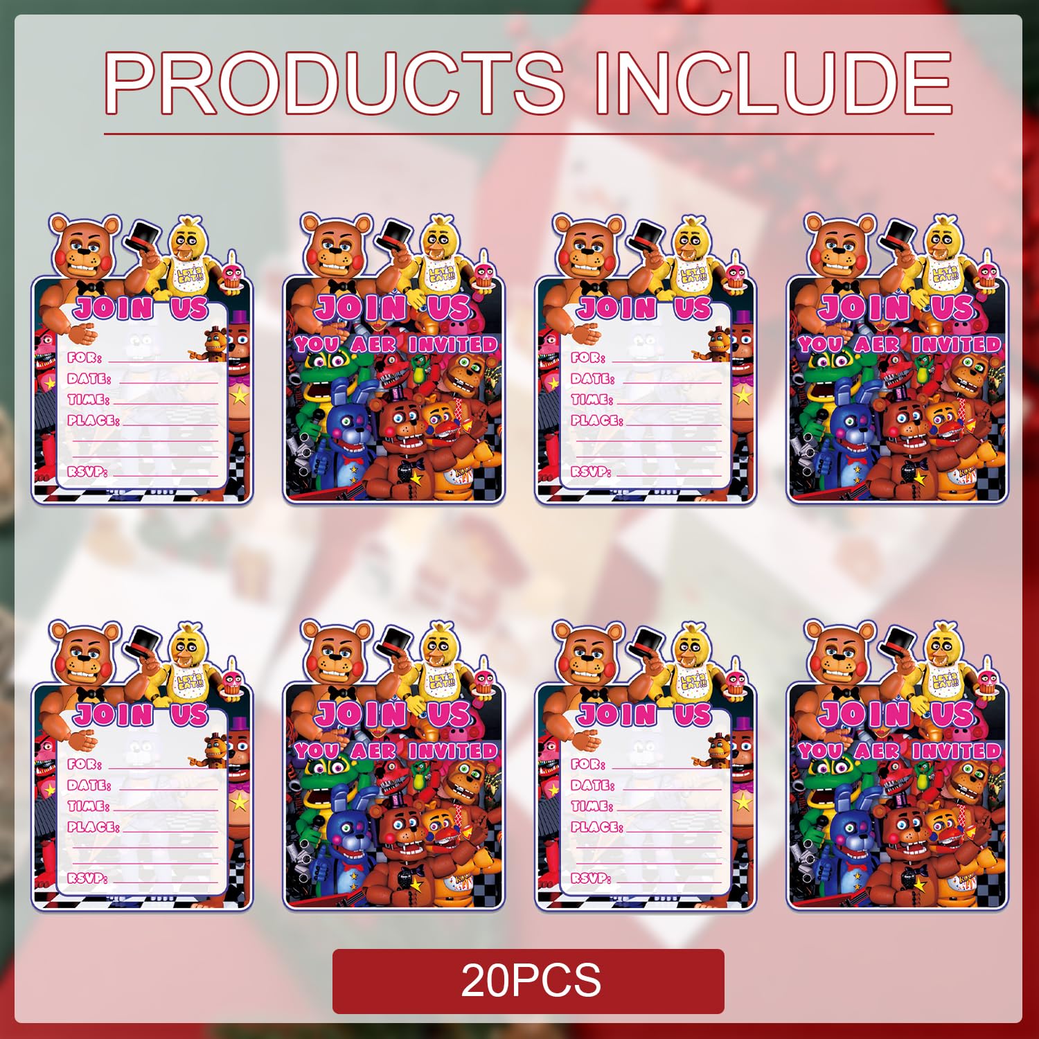 WOLEN Five Nights birthday invitation cards for kids party planning