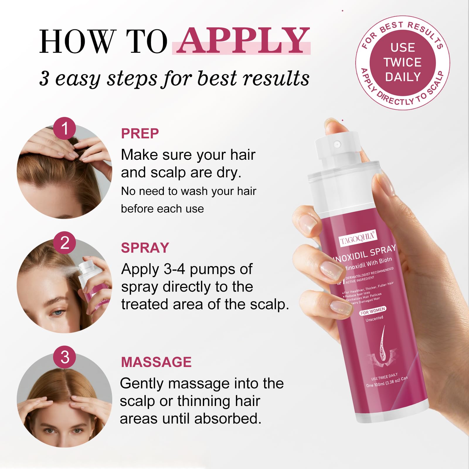 Minoxidil spray for women pack 3 bottles