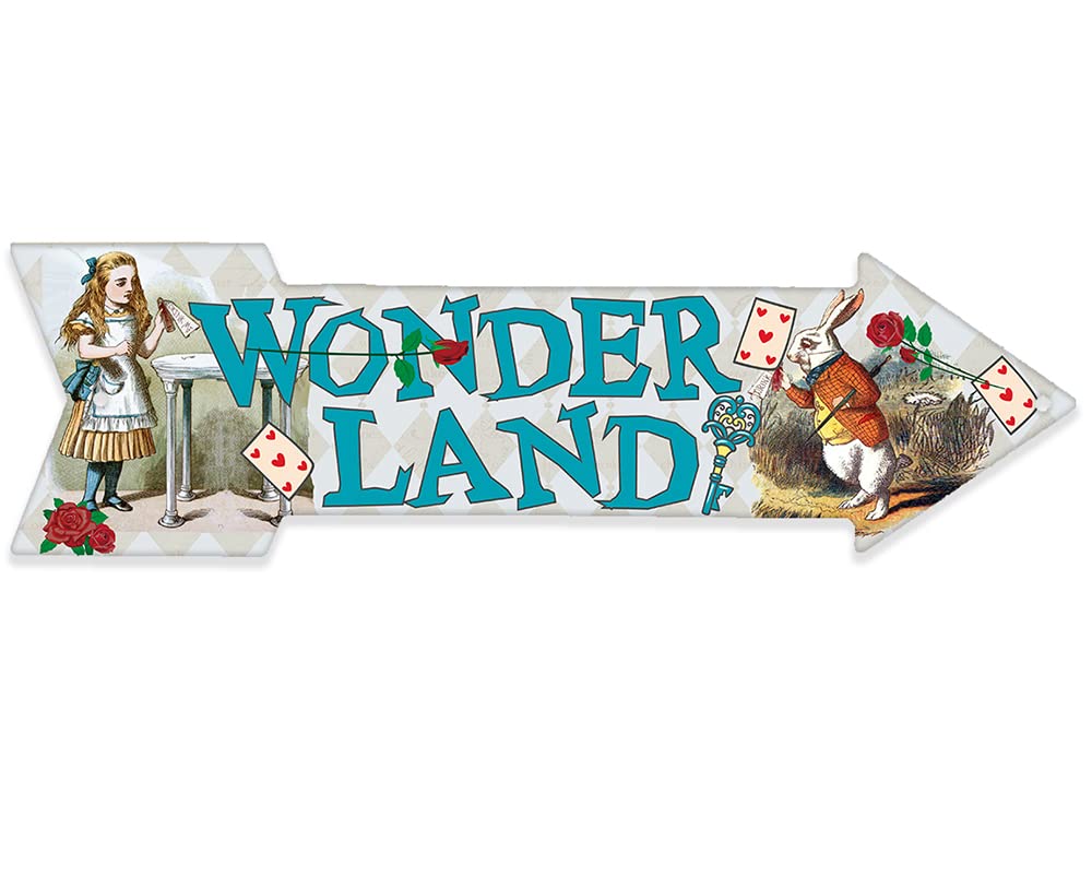 Wonderland directional arrow metal sign indoor outdoor use