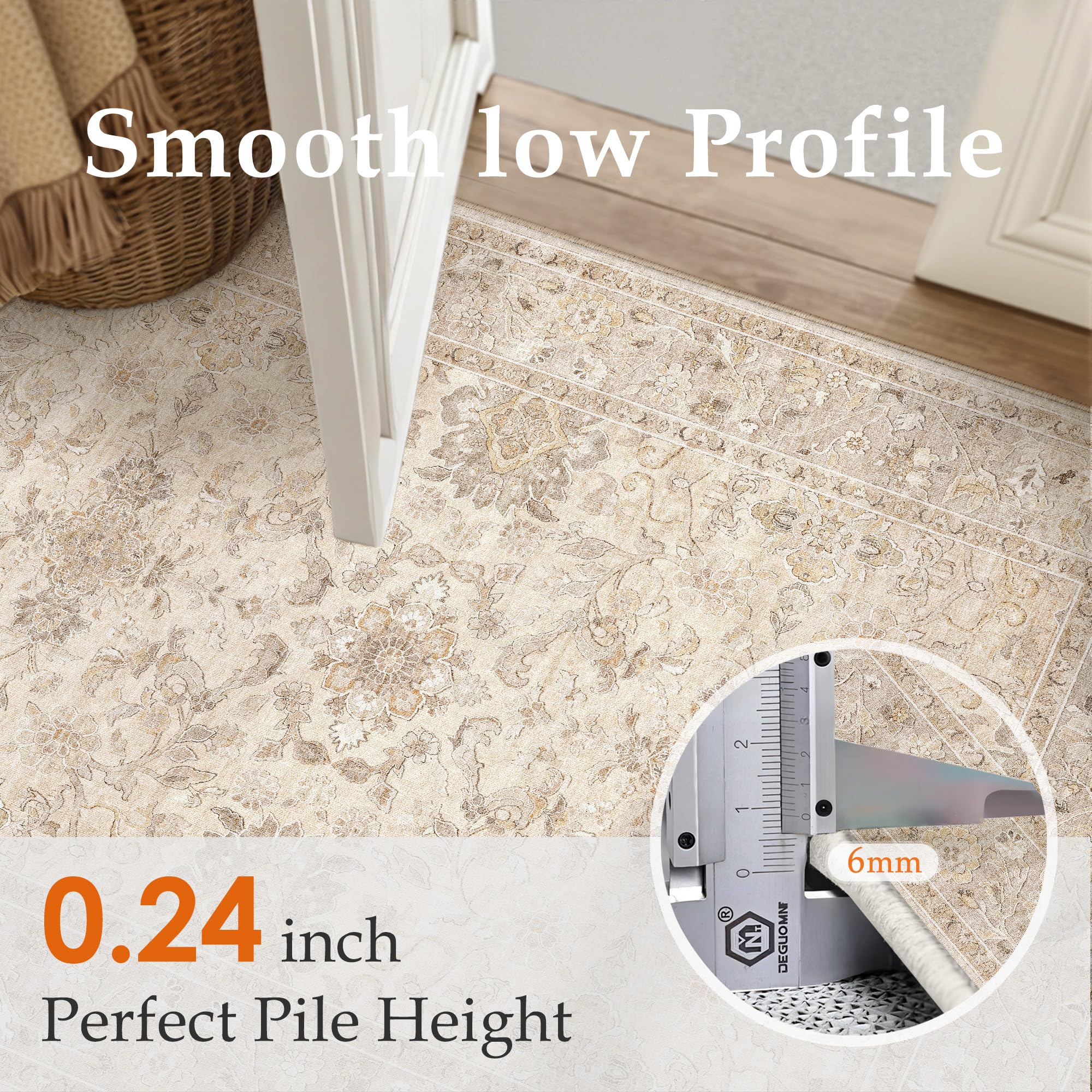 WondRg beige color area rug vacuum-packed packaging