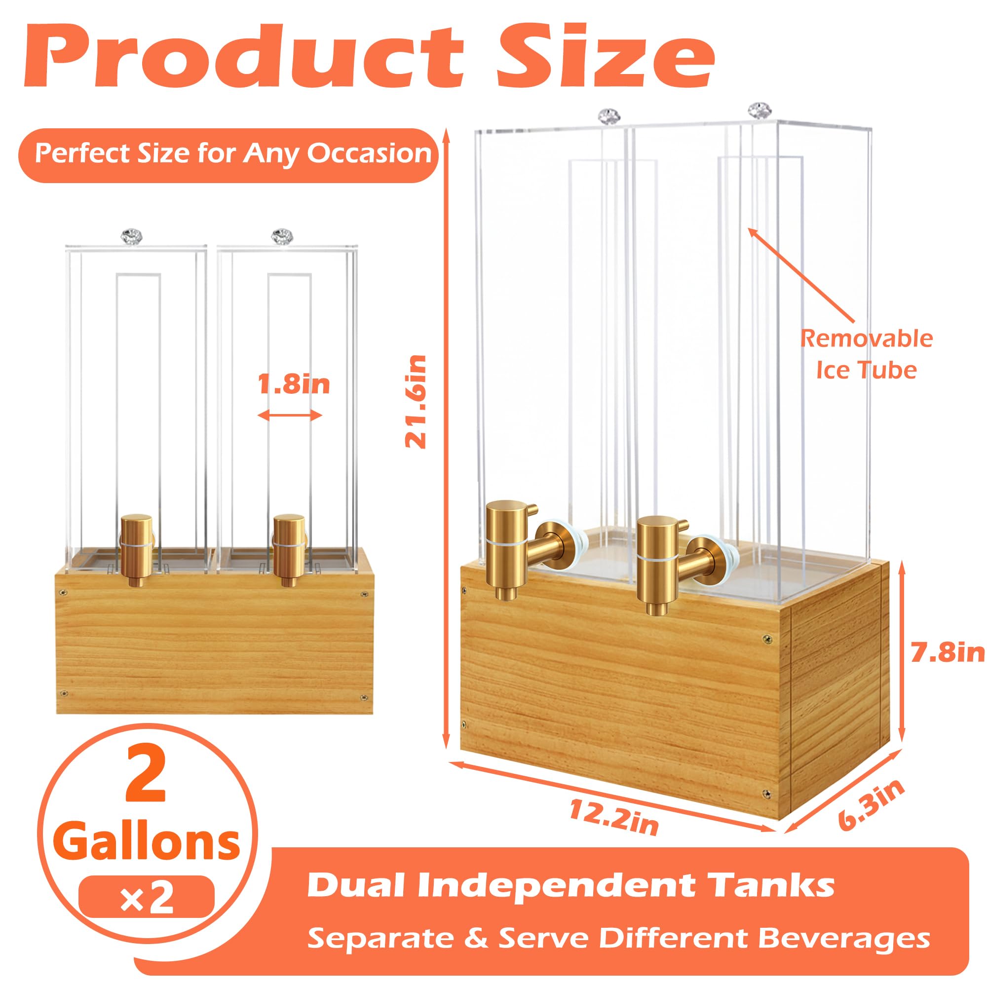 Wood base with clear acrylic tanks