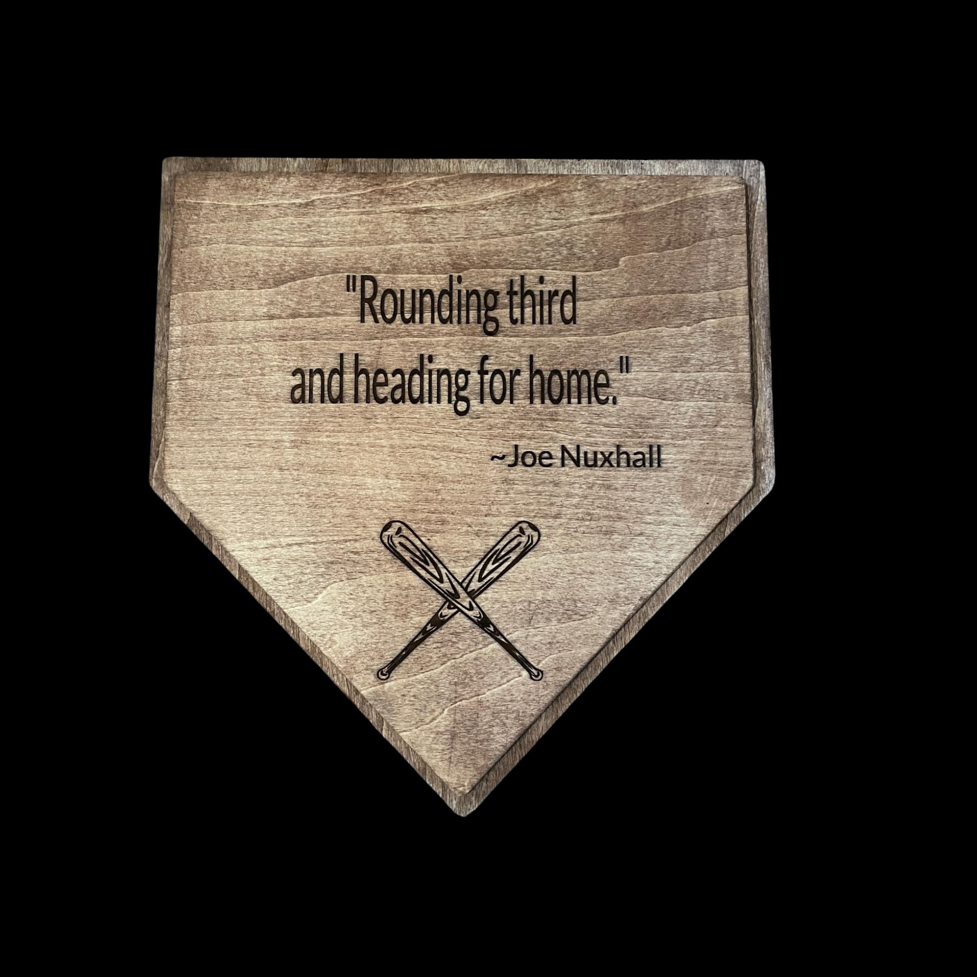Laser engraved solid wood baseball decor rustic finish