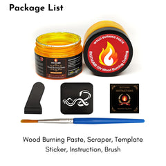 wood burning gel paste used on wood canvas denim concept