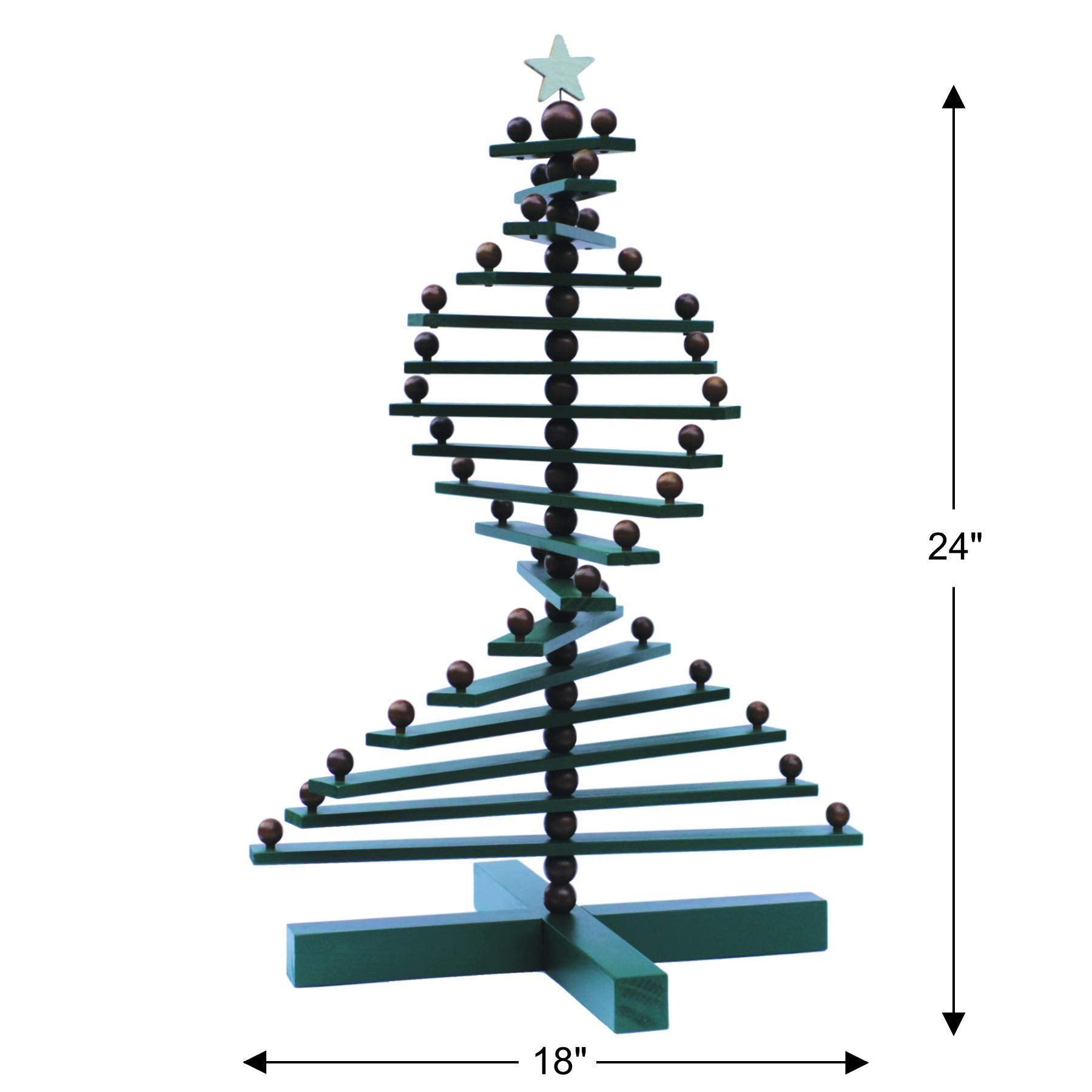 Wood Christmas Tree with metal central rod close up