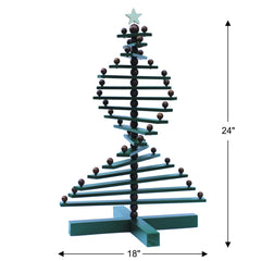Wood Christmas Tree with metal central rod close up