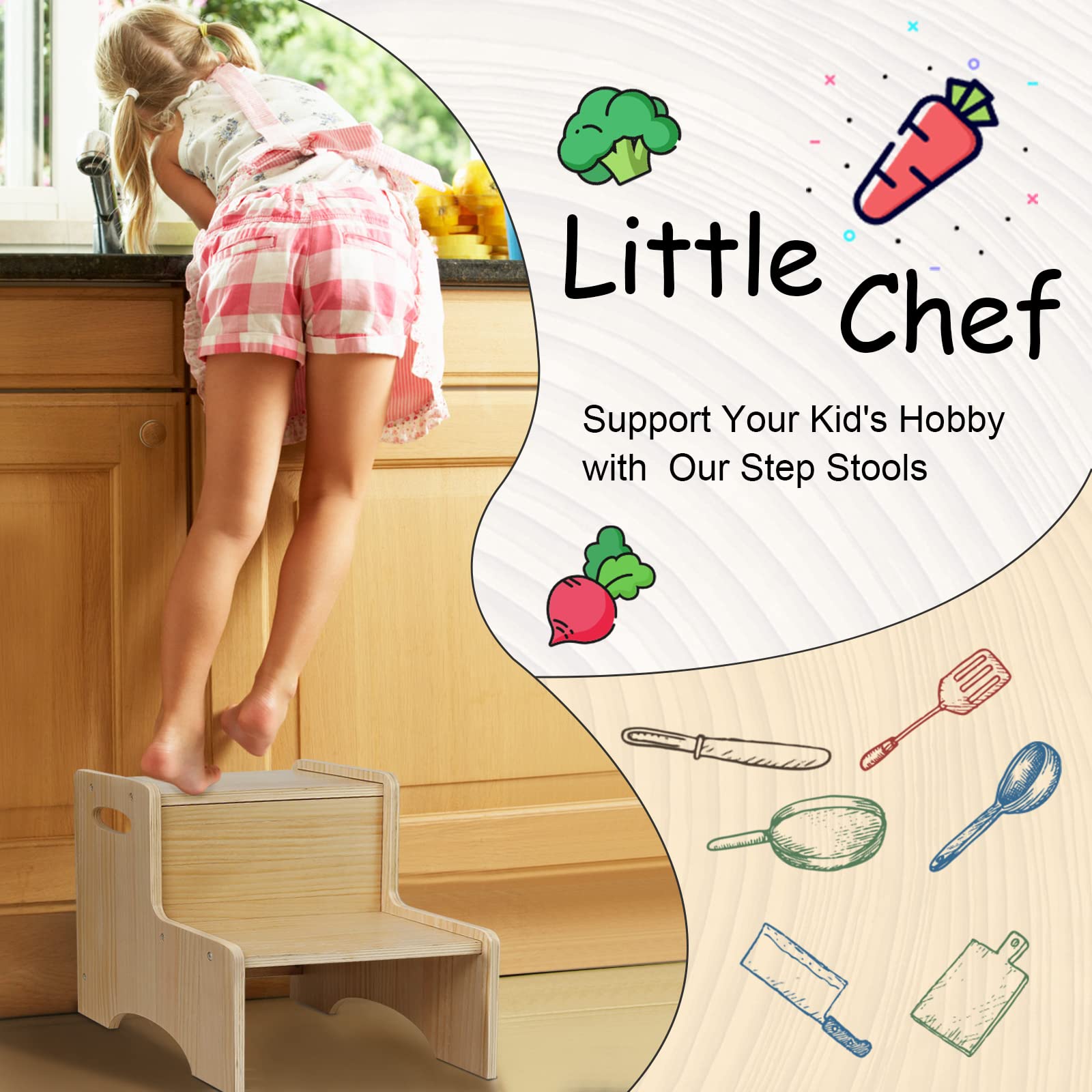 Two step stool with handles for toddlers
