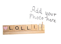 Desk display Lolli Frame includes wood clothespin